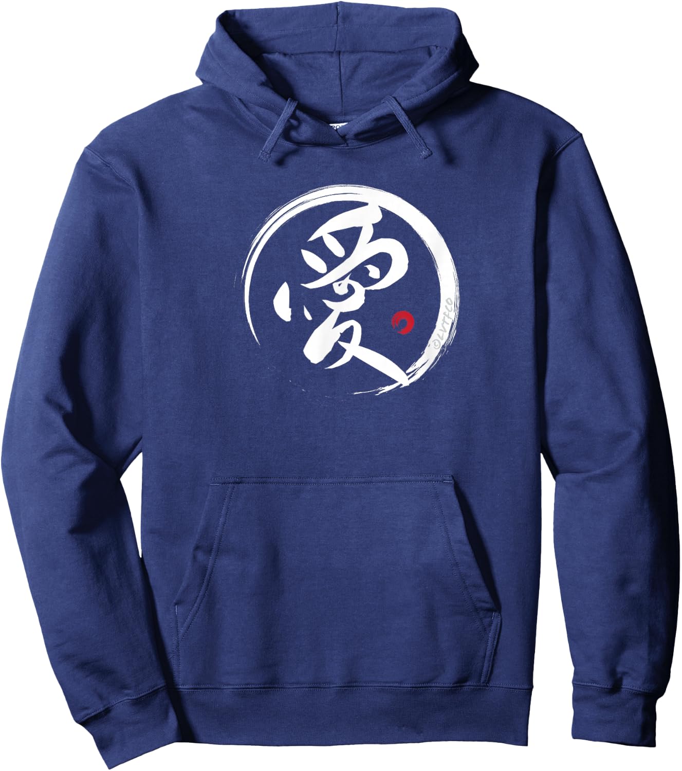 "LOVE" Japanese Brush Writing Kanji Word Hoodie - Hoodie | Navy