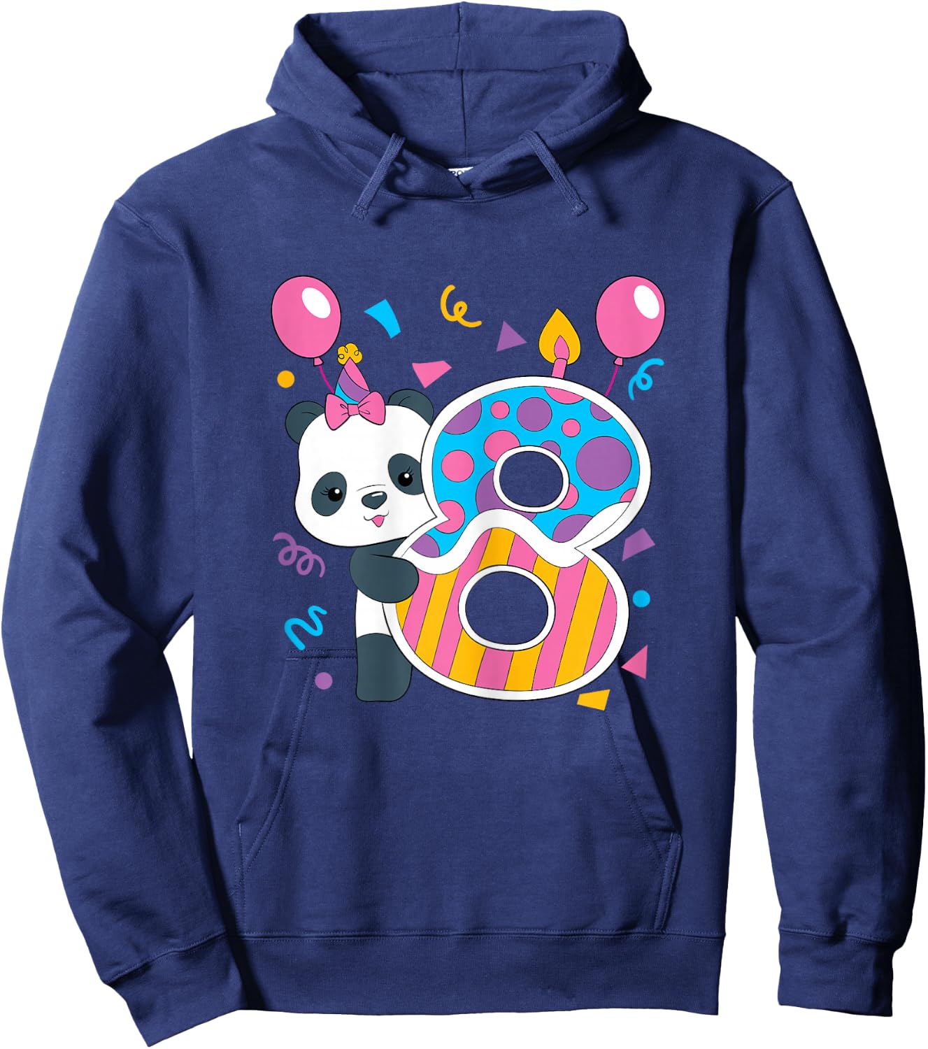 Panda 8 Year Old Children's Birthday Party Hoodie - Hoodie | Navy