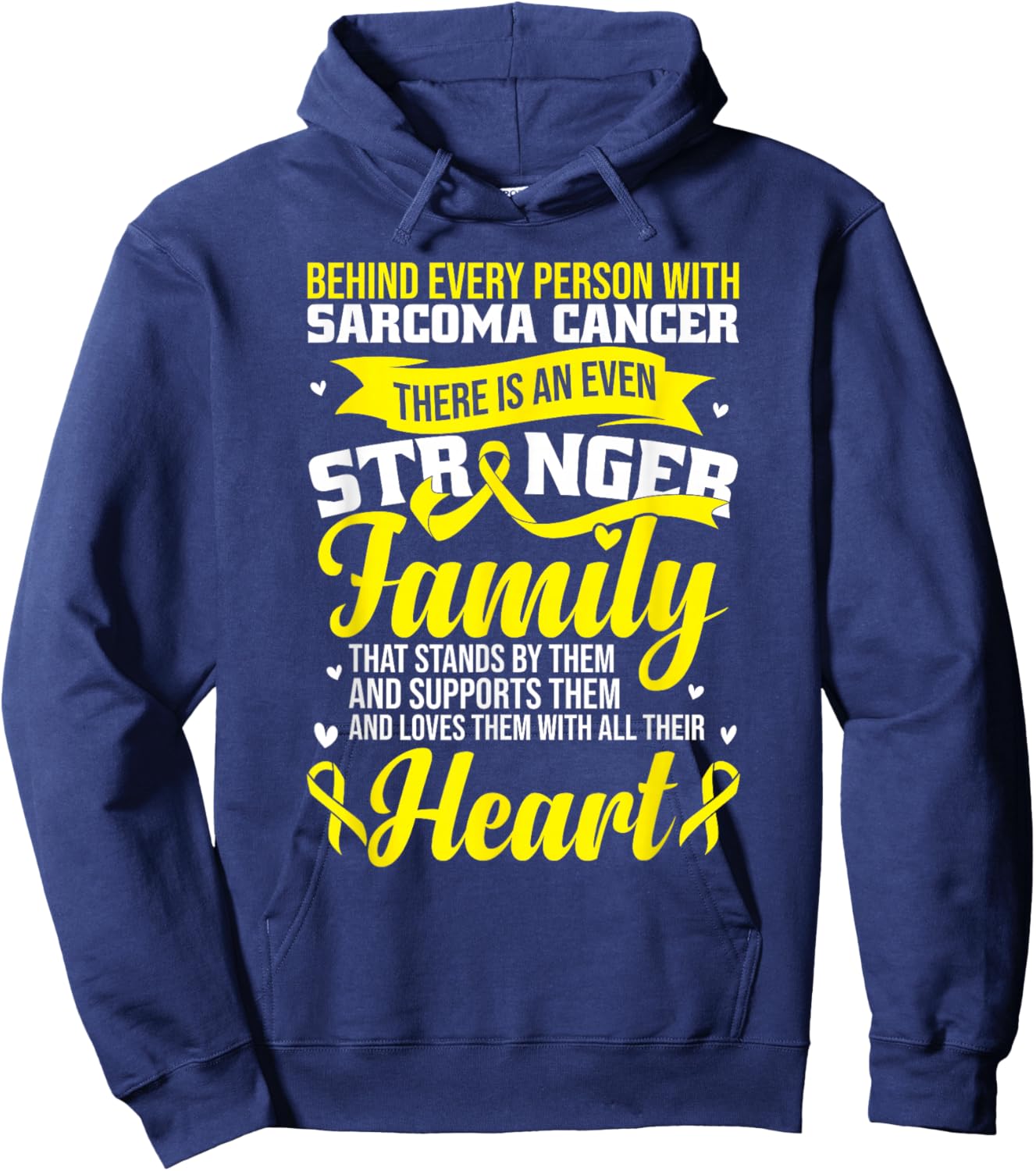 Yellow Ribbon | Sarcoma Cancer Awareness Hoodie - Hoodie | Navy