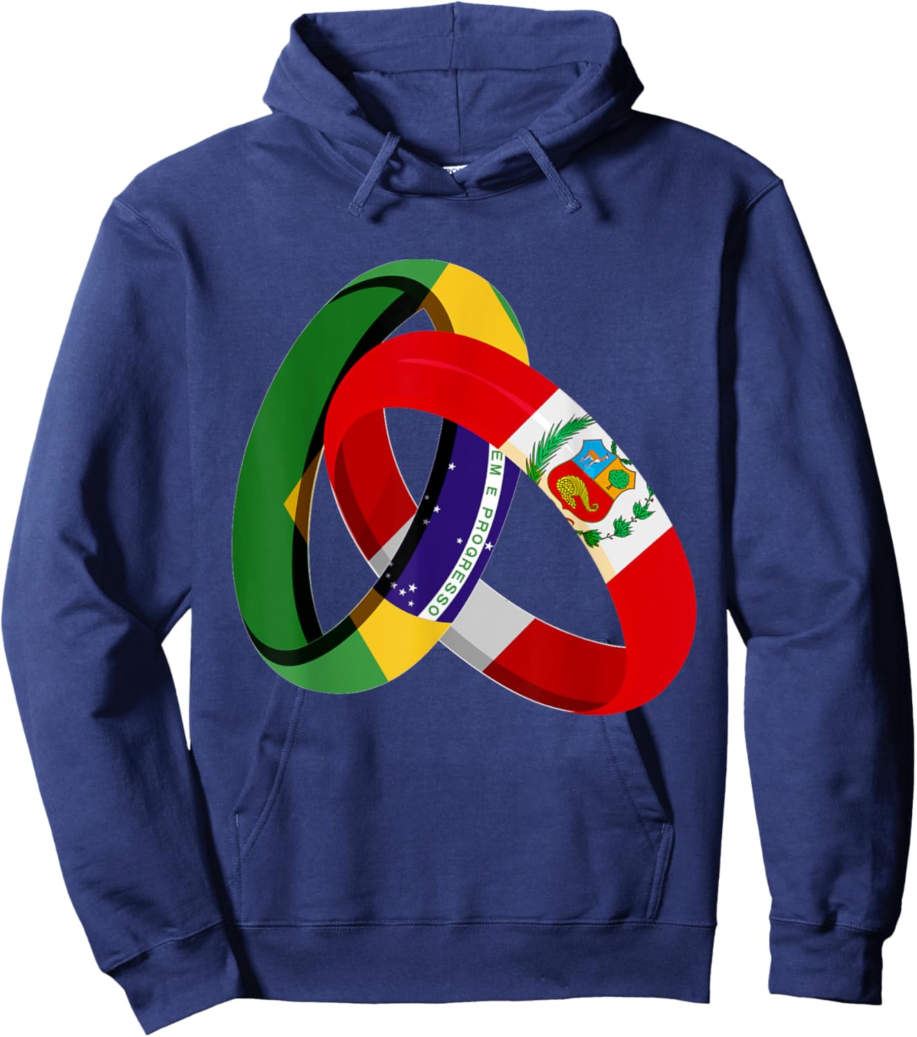 Brazil Flag Peru Grown Ring Marriage Wedding Hoodie - Hoodie | Navy