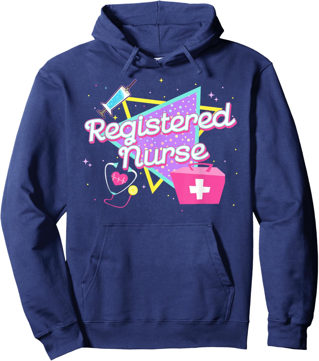 90s Retro Style Registered Nurse Shirts Nurse Hoodie - Hoodie | Navy