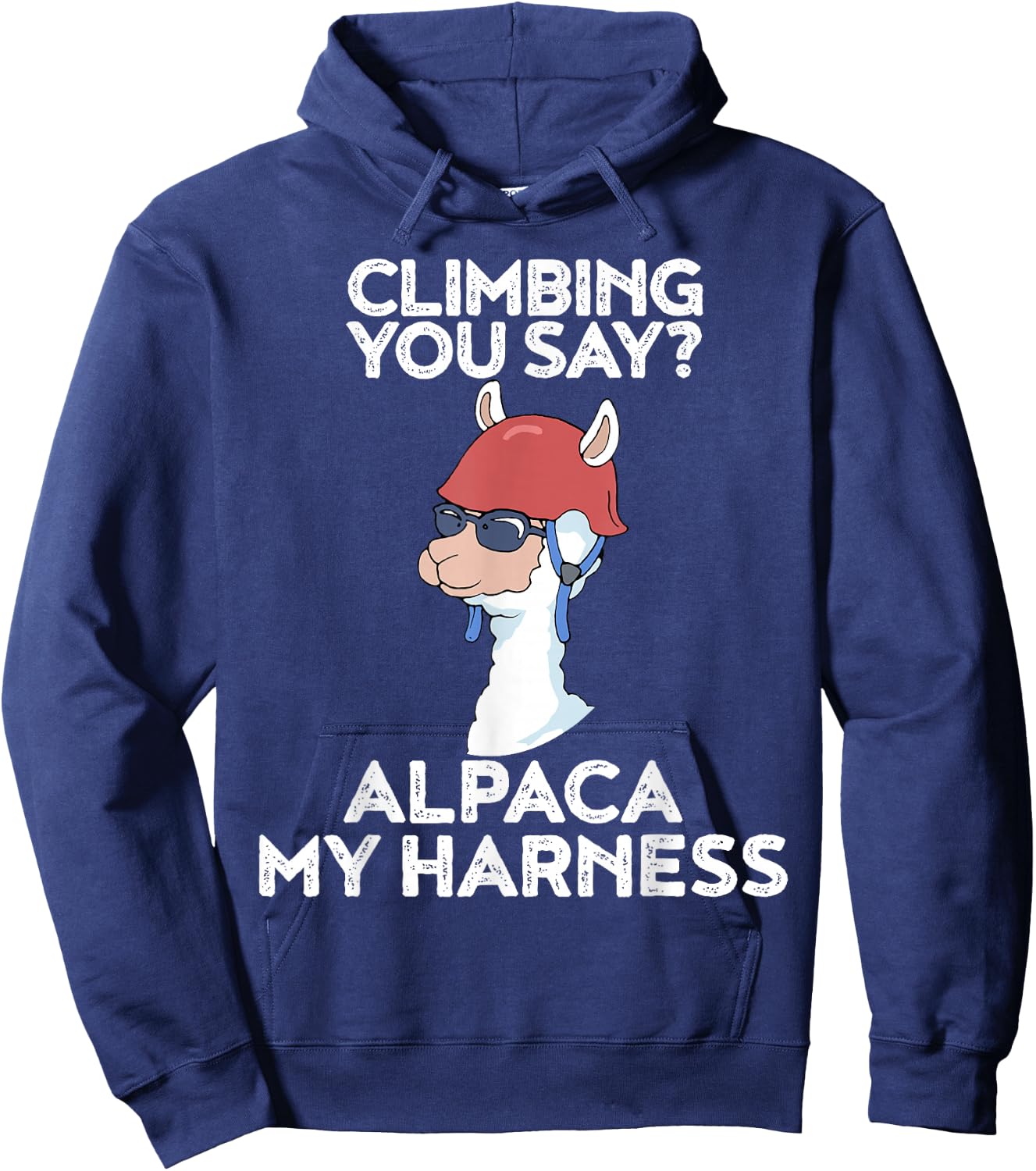 Funny Climbing Shirt Cute Alpaca Rock Climber Hoodie - Hoodie | Navy