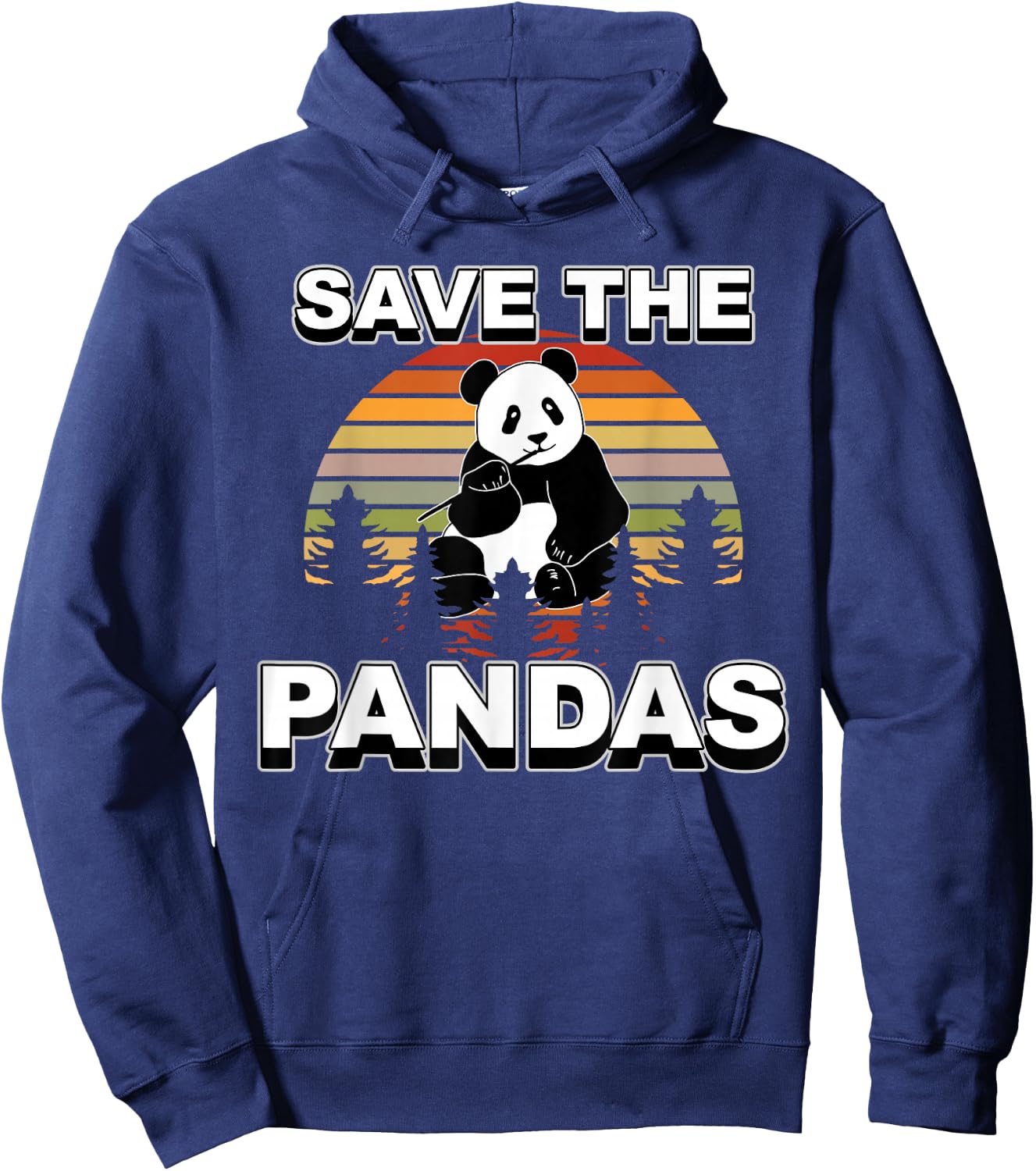 Retro Vintage Animal Lover Save The Pandas Hoodie - Hoodie | Navy
