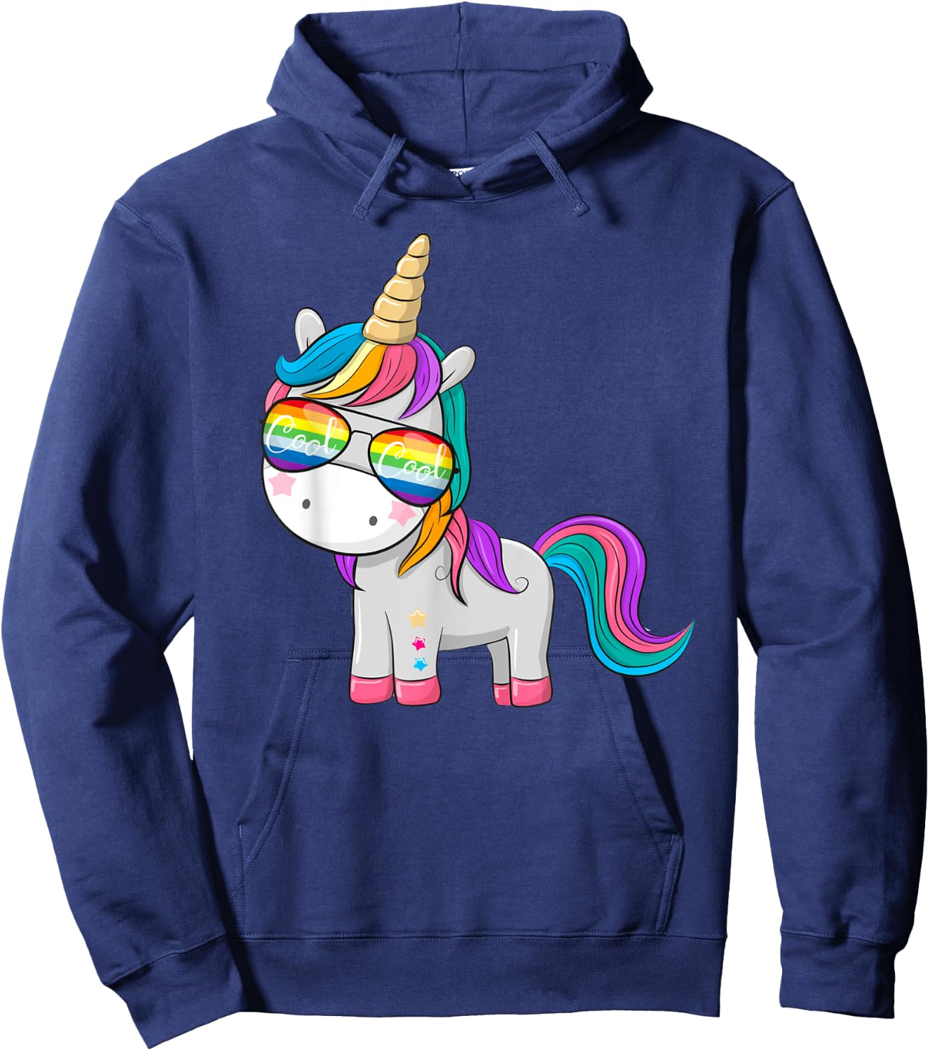 Unicorn with Cool Sunglasses Hoodie - Hoodie | Navy