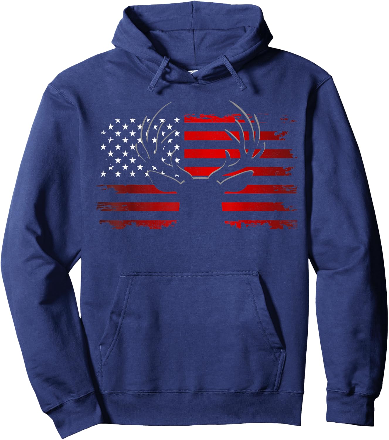 American Flag Outdoor Clothing - Antlers Deer Hoodie - Hoodie | Navy