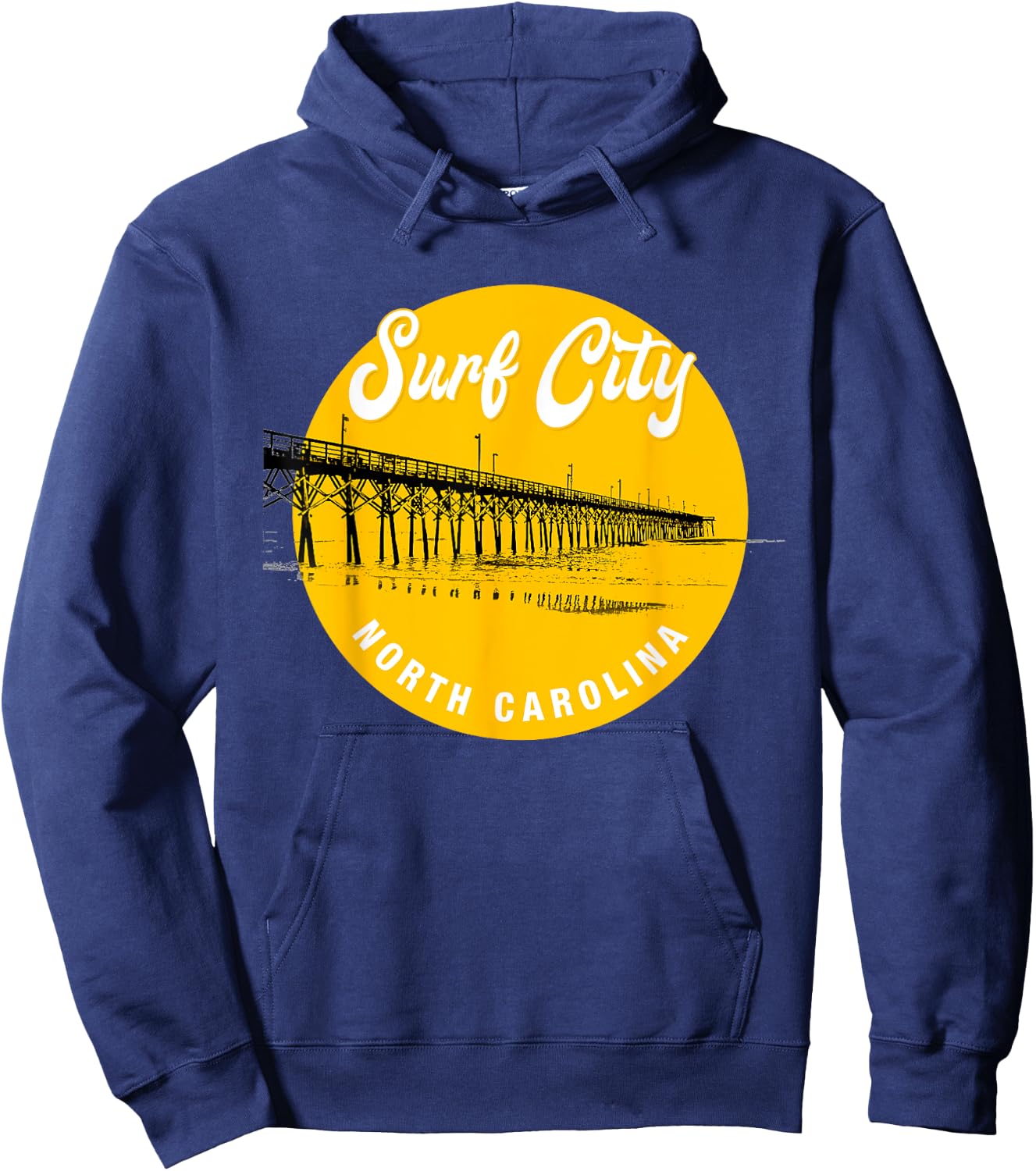 Surf City North Carolina Pier Hoodie - Hoodie | Navy