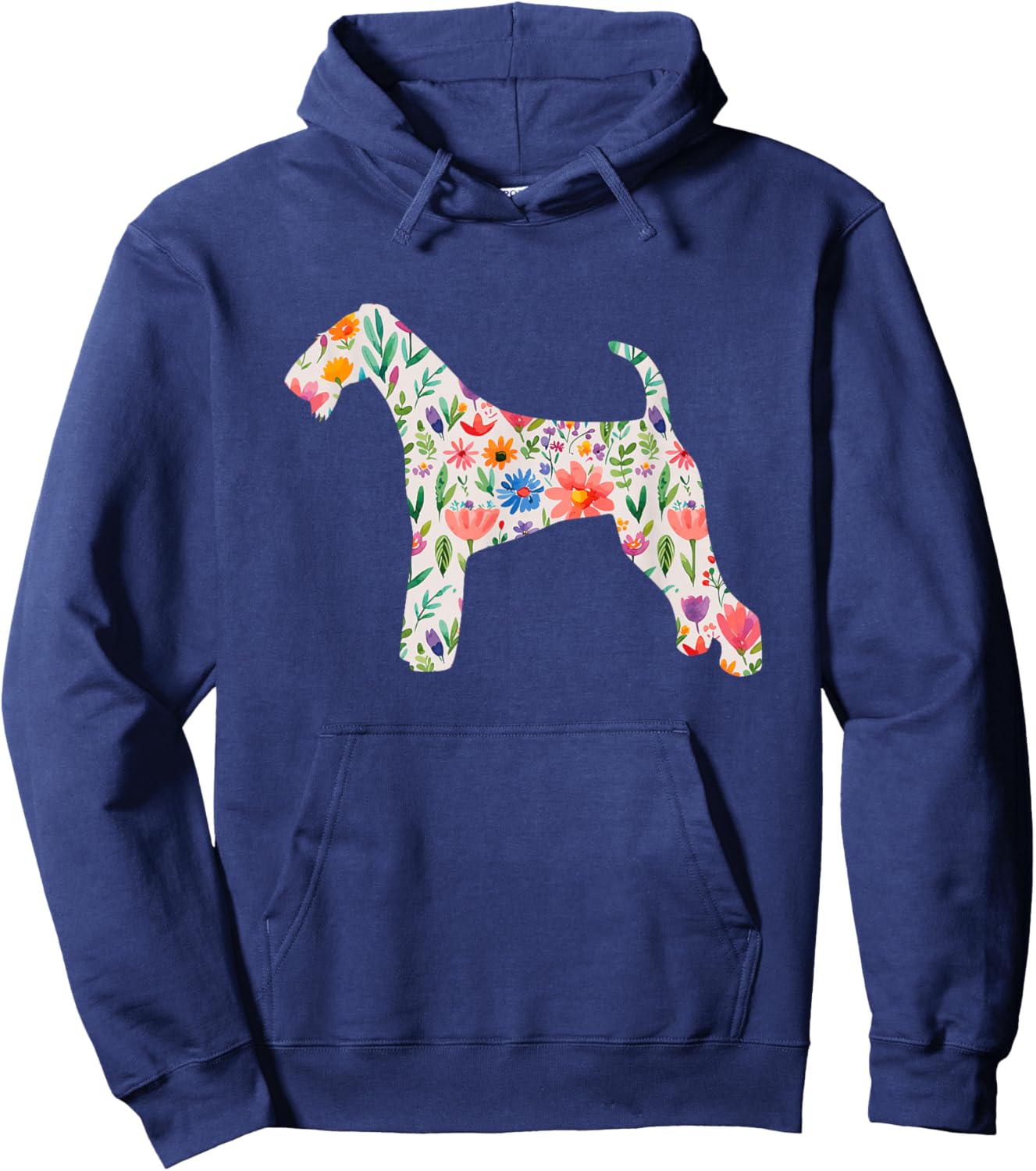 Airedale Terrier watercolor flowers design Hoodie - Hoodie | Navy