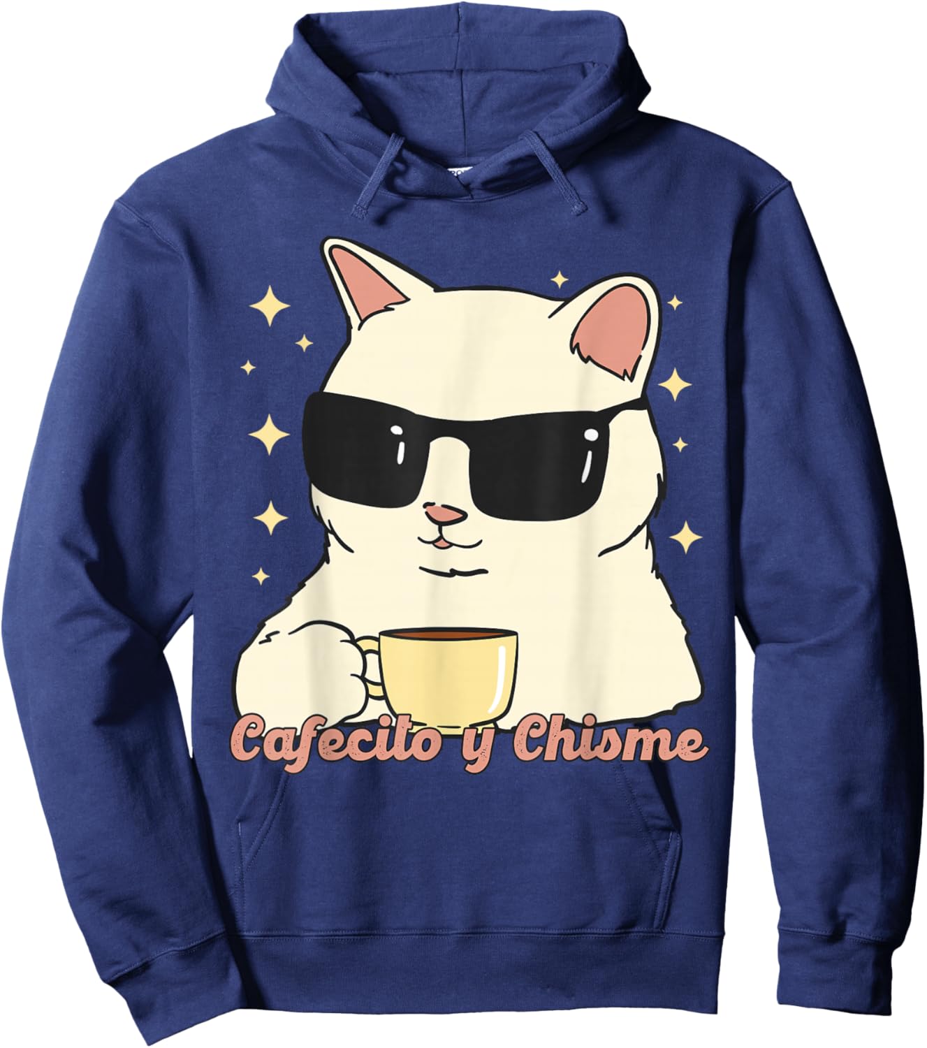Cafecito y Chisme Gato, Gato Cafecito y Chisme Hoodie - Hoodie | Navy