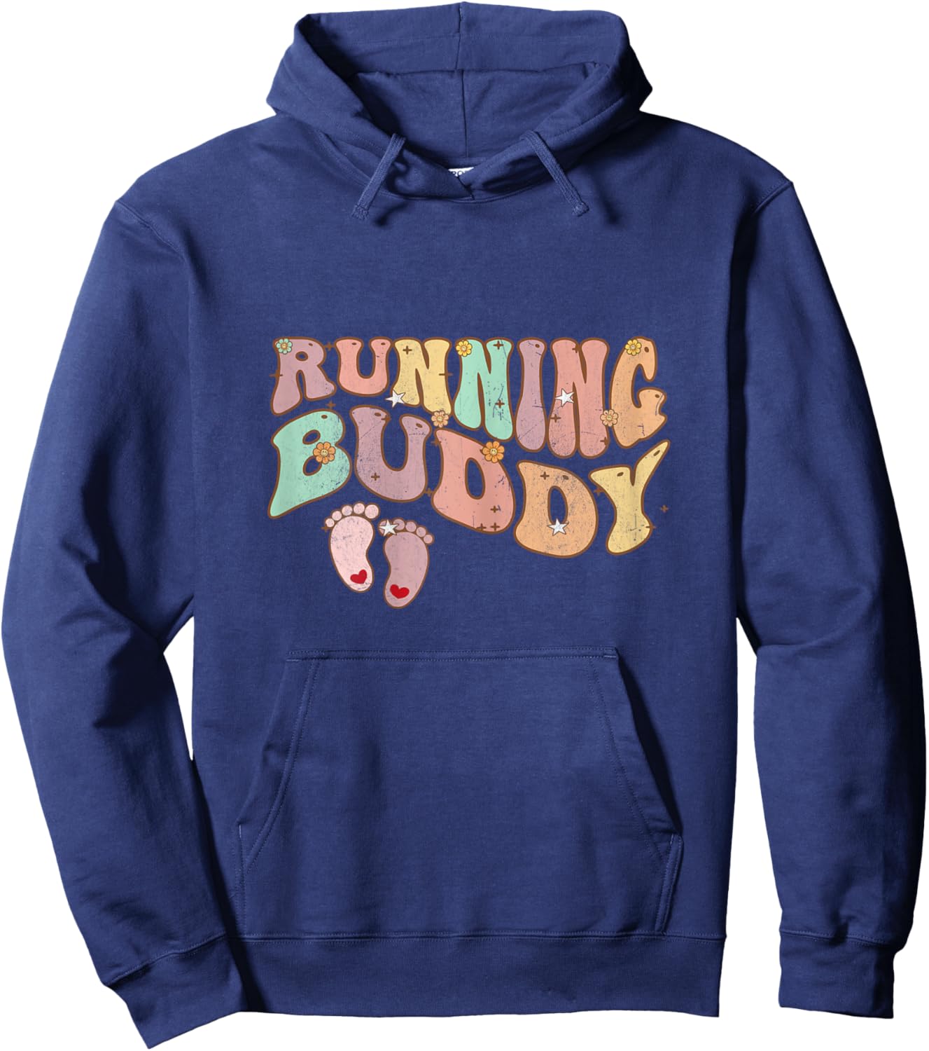 Groovy Pregnancy Announcement Running Buddy Hoodie - Hoodie | Navy