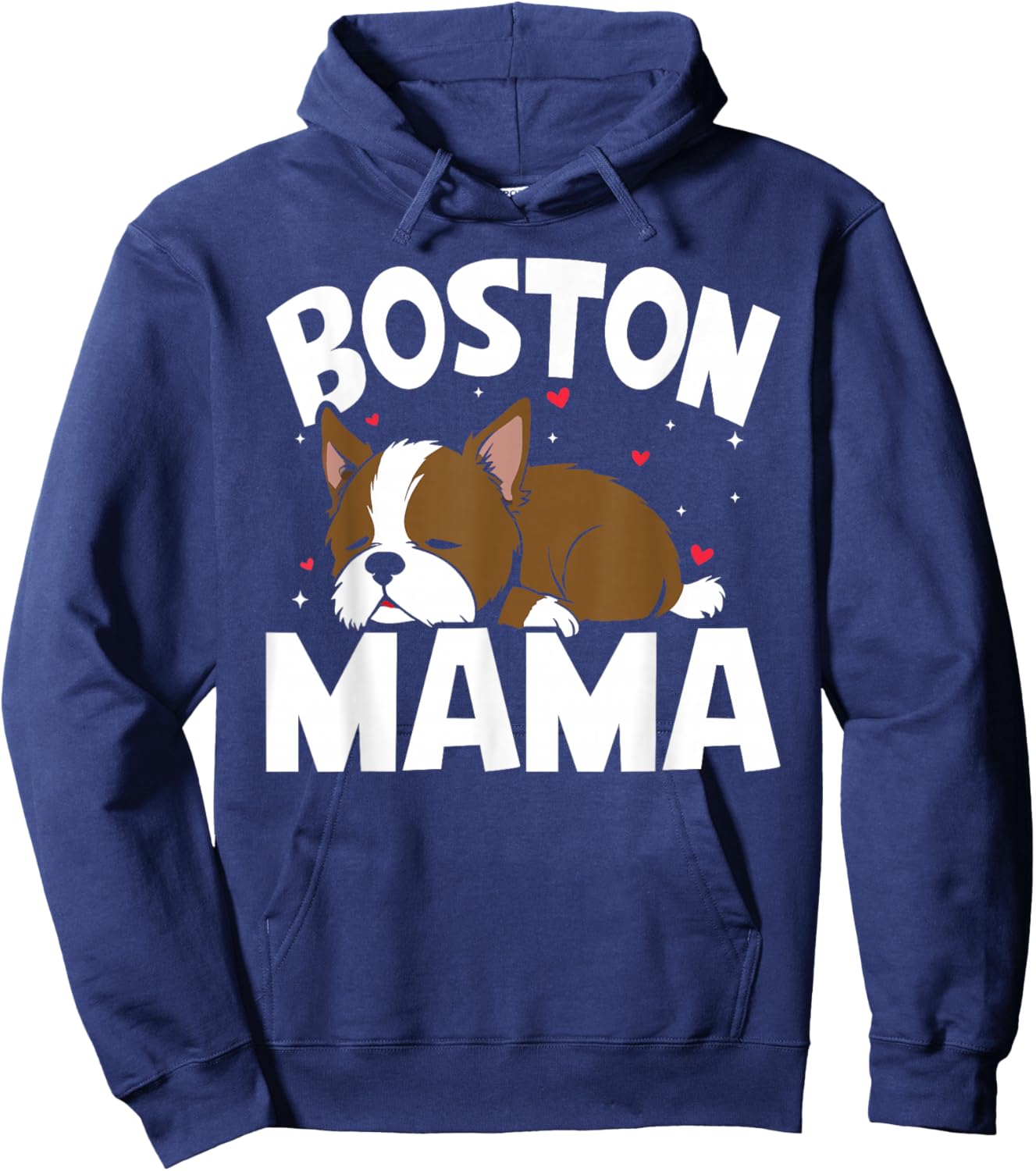 Cute Red Boston Terrier Boston Mama Hoodie - Hoodie | Navy