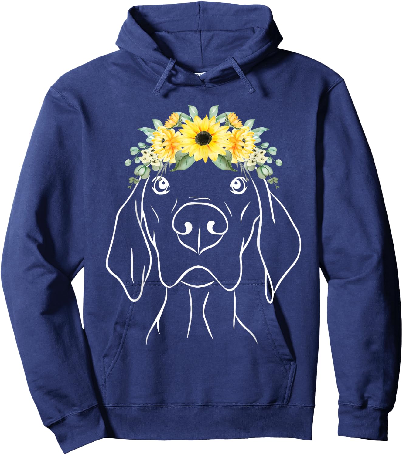 Viszla Dog Floral Viszla Sunflower Women Hoodie - Hoodie | Navy