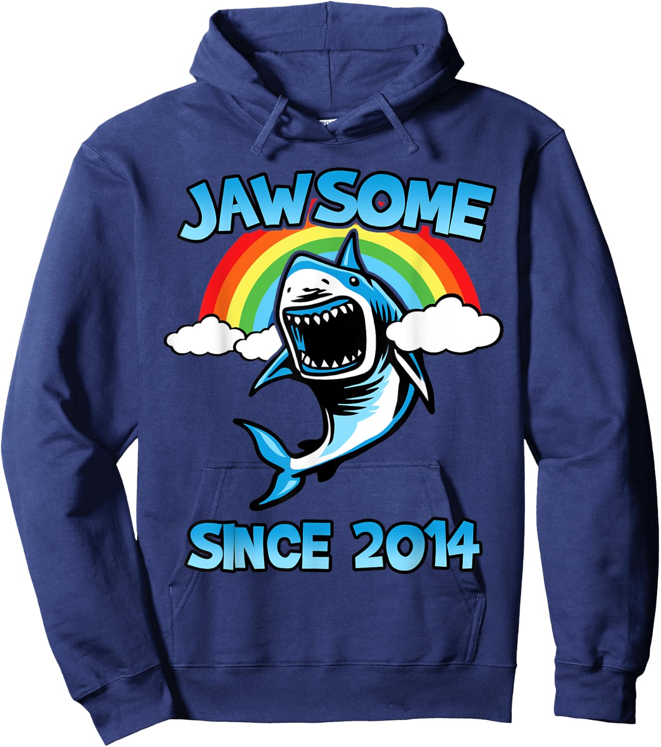 Jawsome Since 2014 Happy Shark 5 Birthday Gift Hoodie - Hoodie | Navy