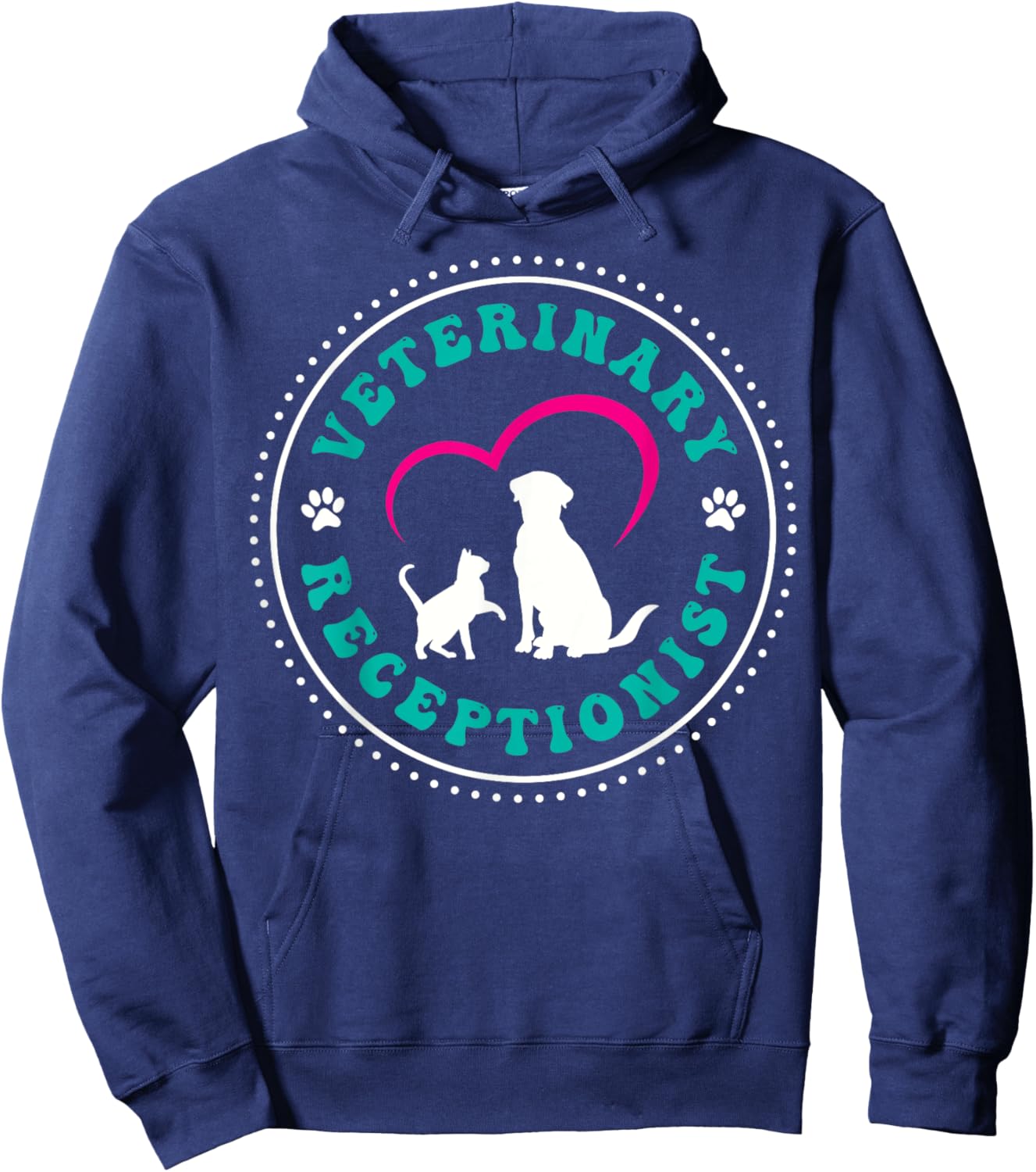 Veterinary Receptionist Vet Receptionist Heart Hoodie - Hoodie | Navy