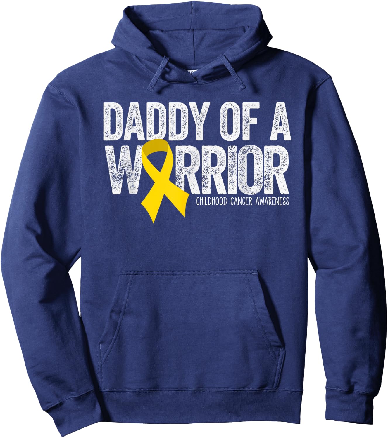 Daddy of a Warrior Childhood Cancer Dad Ribbon Hoodie - Hoodie | Navy