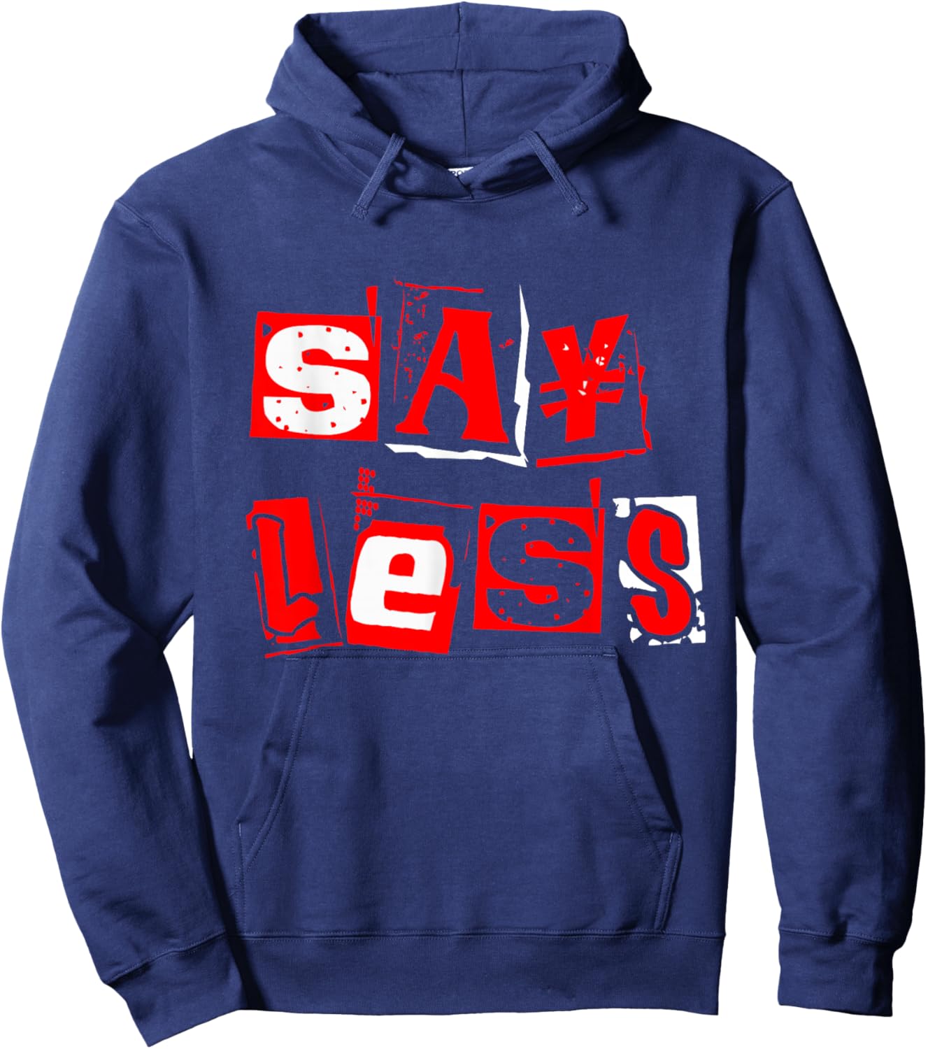 Red Say Less Red Color Graphic Hoodie - Hoodie | Navy