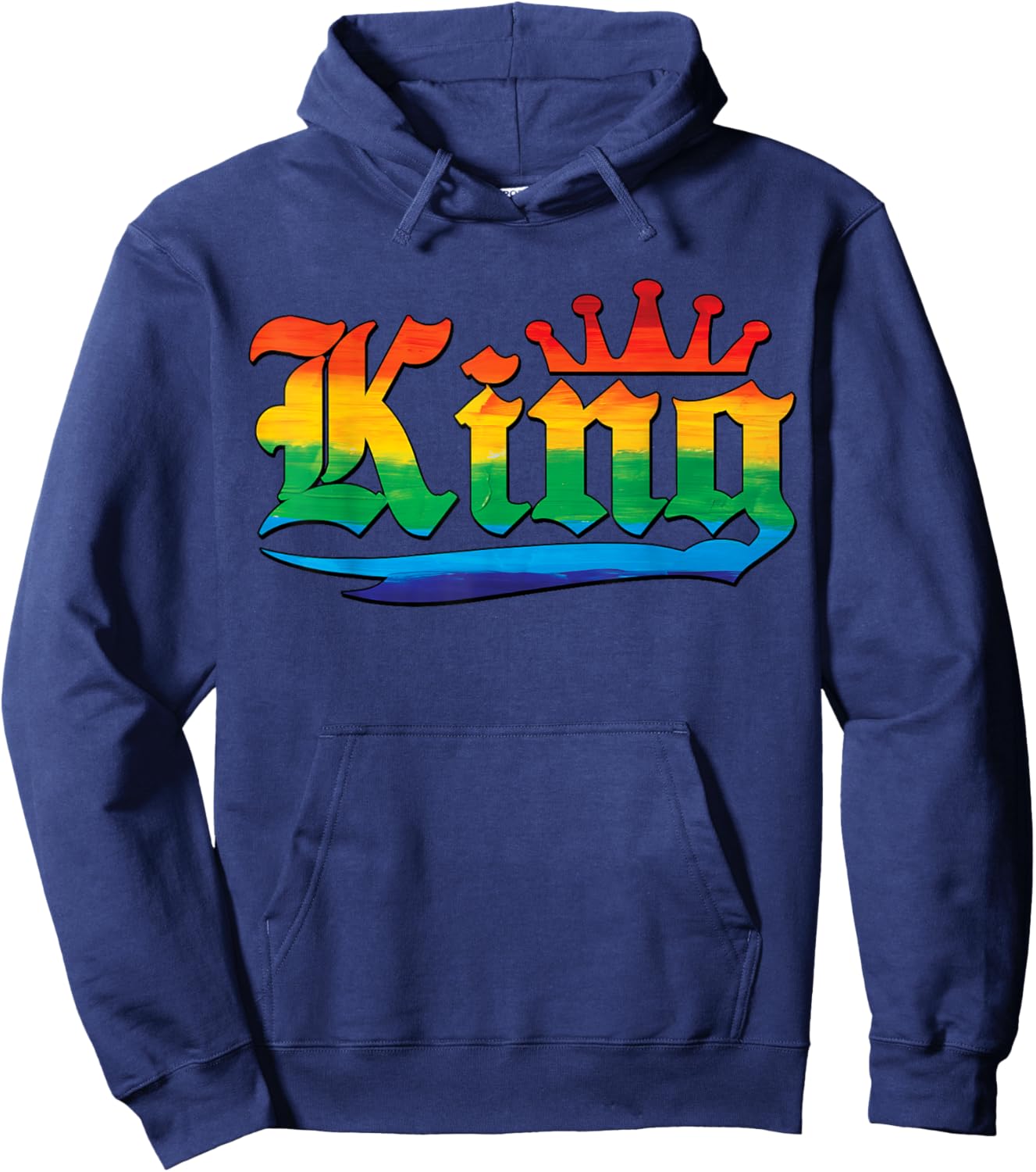 Drag King with Crown Rainbow Gay Pride Hoodie - Hoodie | Navy