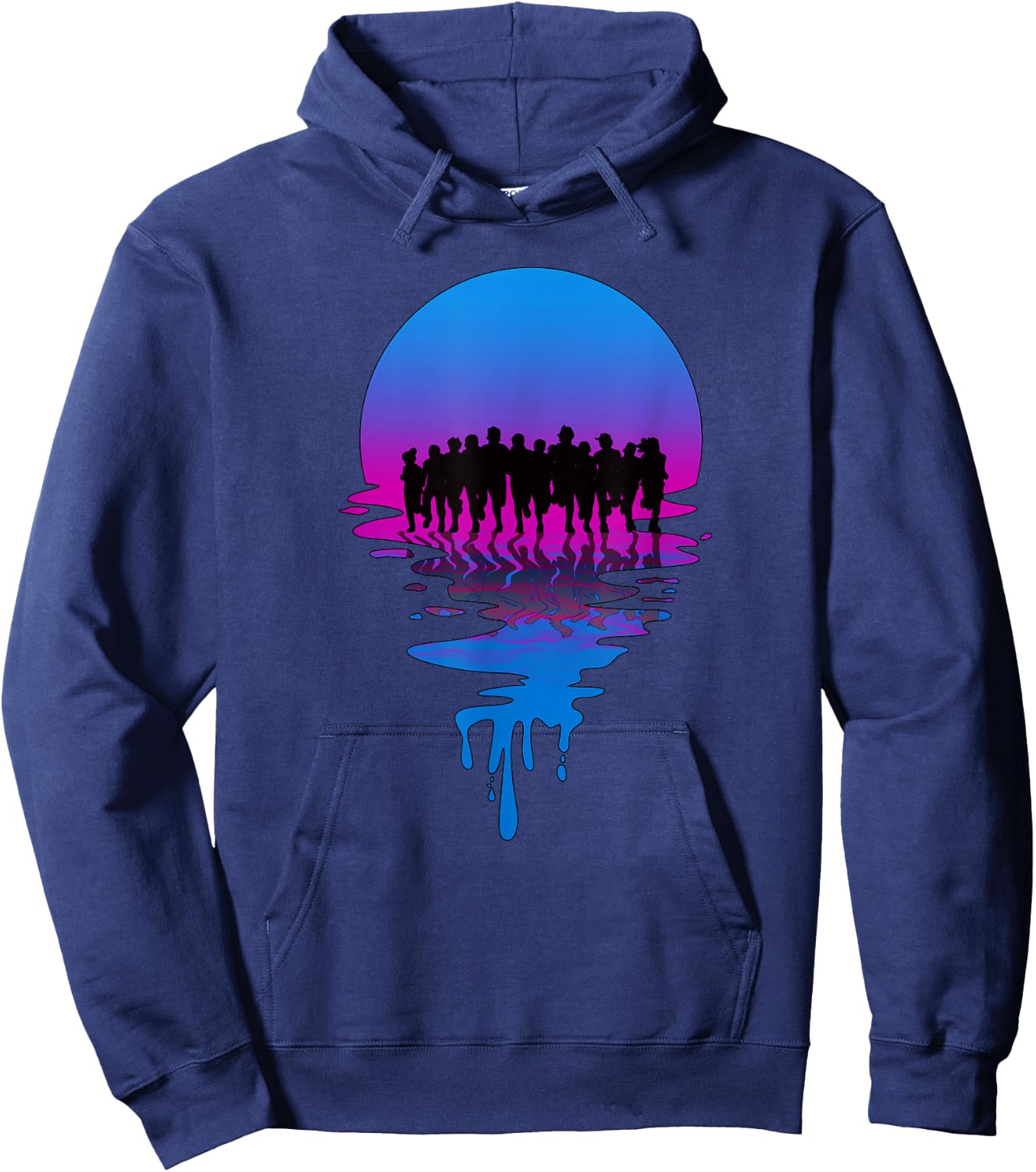 Vintage Retro Sunset Marathon Hoodie - Hoodie | Navy