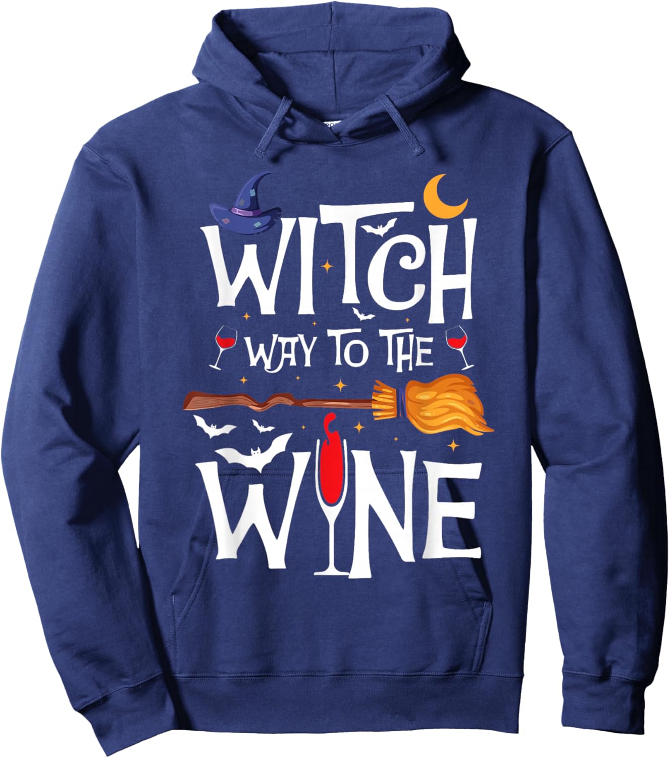 Witch Way To The Wine Halloween Party Costume Hoodie - Hoodie | Navy