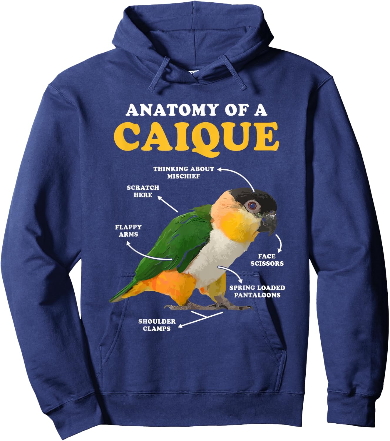 Anatomy Of A Caique Bird Animal Pet Zookeeper Hoodie - Hoodie | Navy