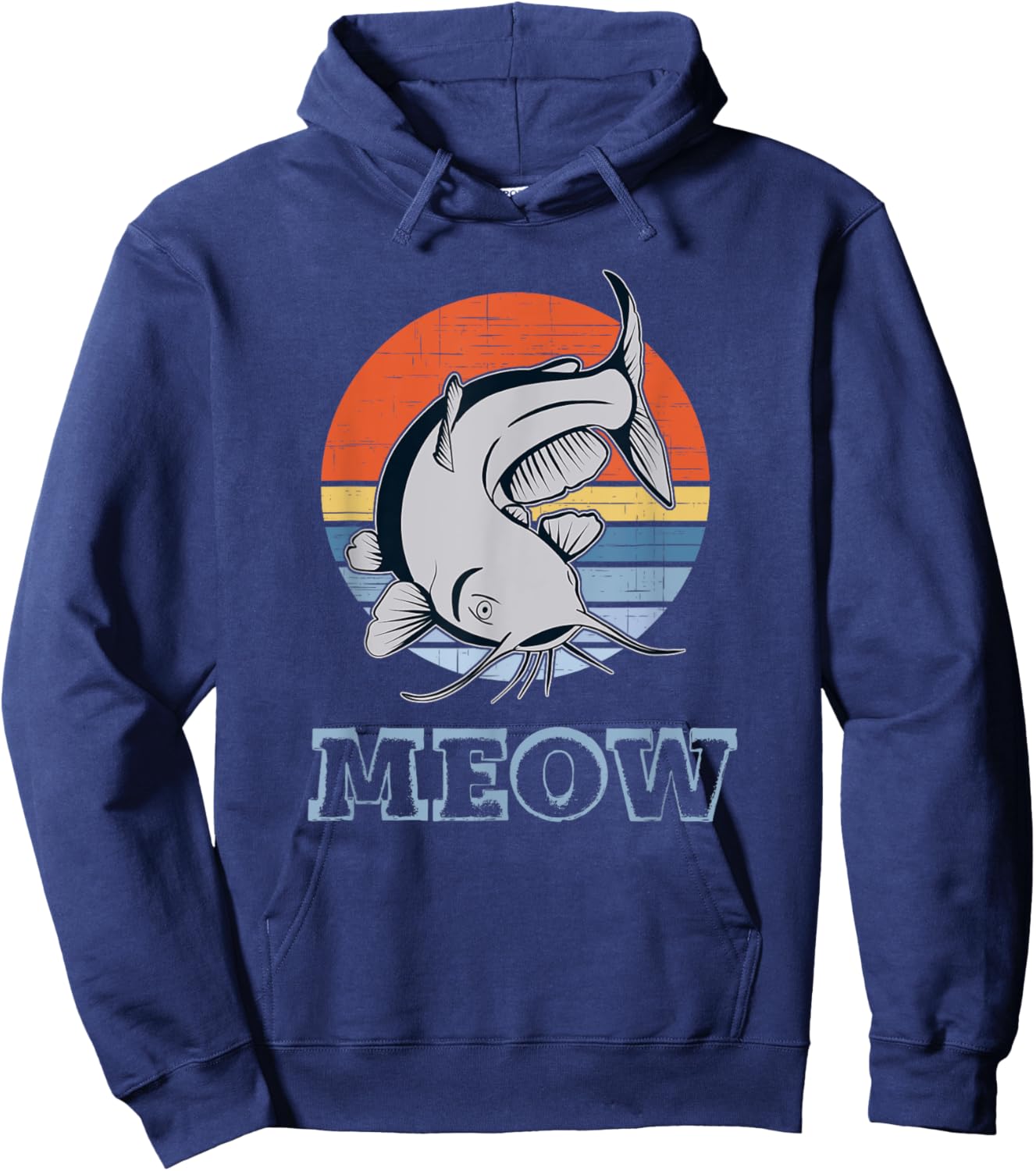 Catfish Meow Retro Distressed Sunset Hoodie - Hoodie | Navy