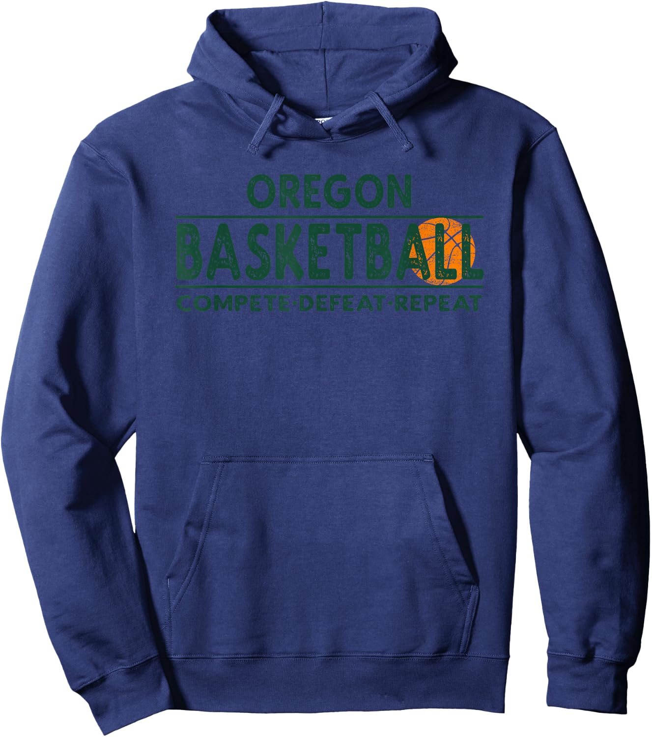 Oregon Basketball Merch - Compete Defeat Repeat Hoodie - Hoodie | Navy
