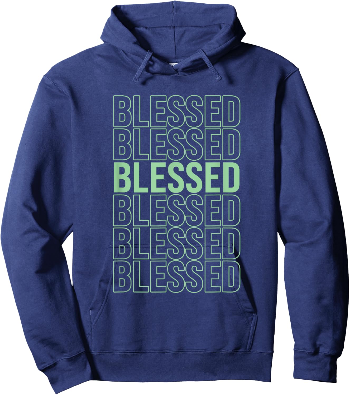 Green BLESSED Pale Light Green Color Graphic Hoodie - Hoodie | Navy