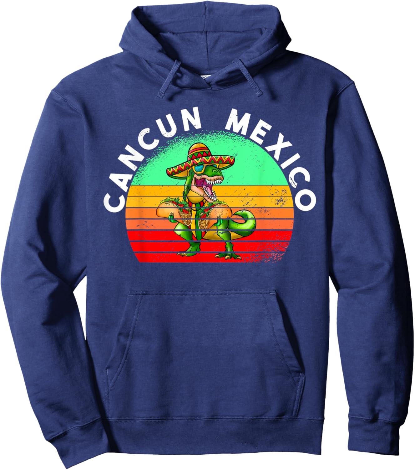 Cancun Mexico Vintage T-Rex Hoodie - Hoodie | Navy
