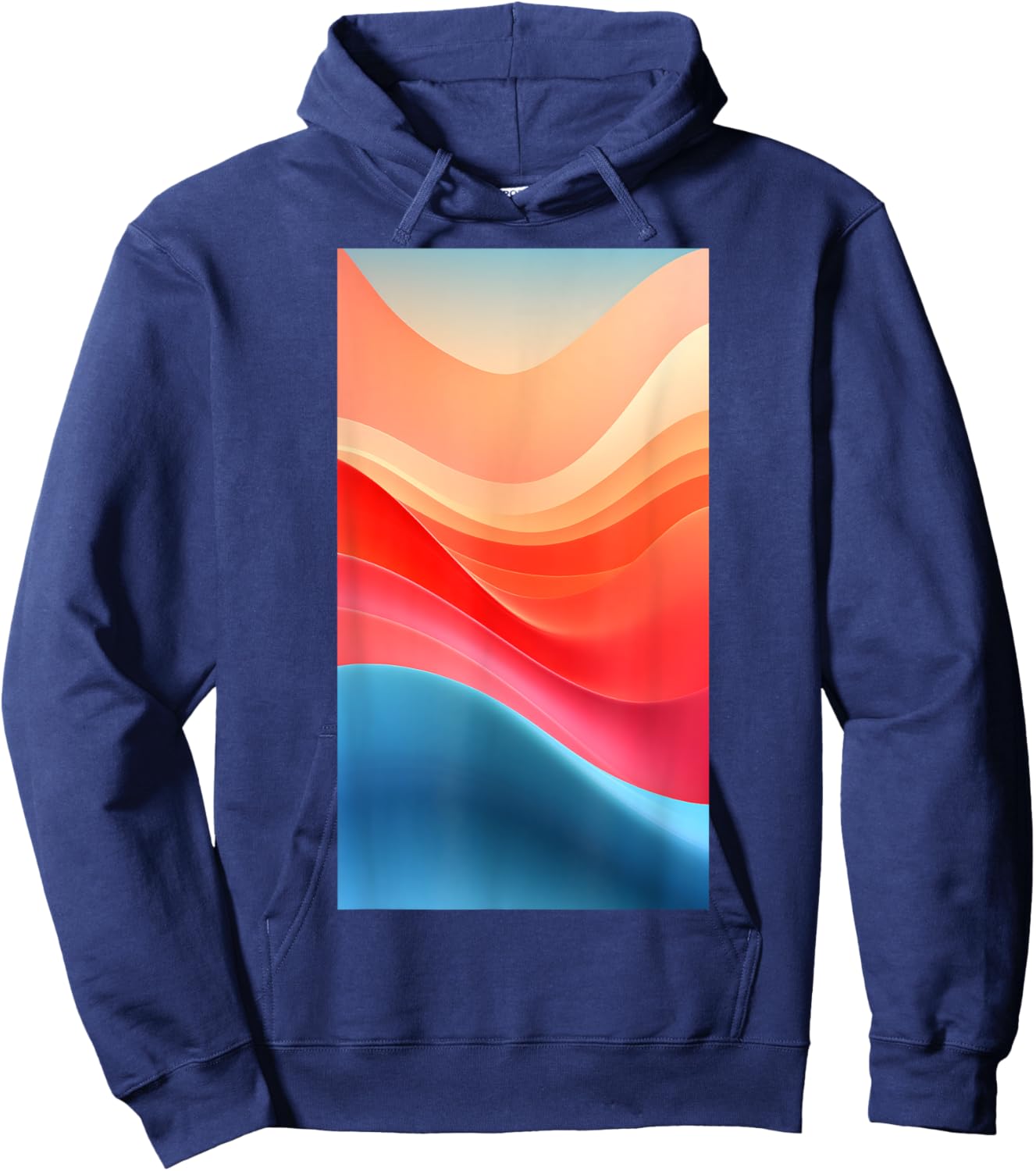 Retro Gradient Shapes Blue And Red Colorful Hoodie - Hoodie | Navy