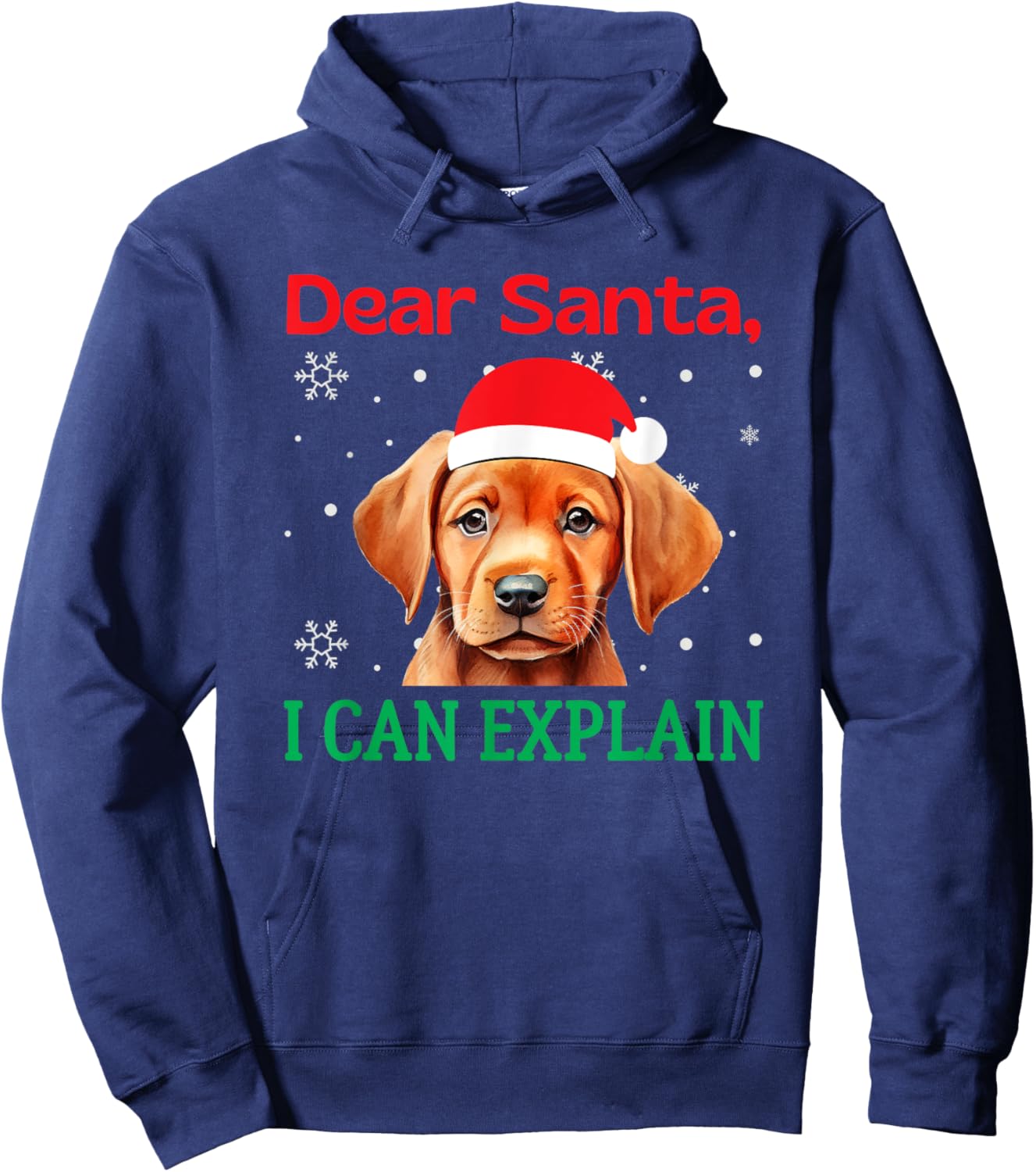 Fox Red Lab Christmas Santa Labrador Retriever Hoodie - Hoodie | Navy