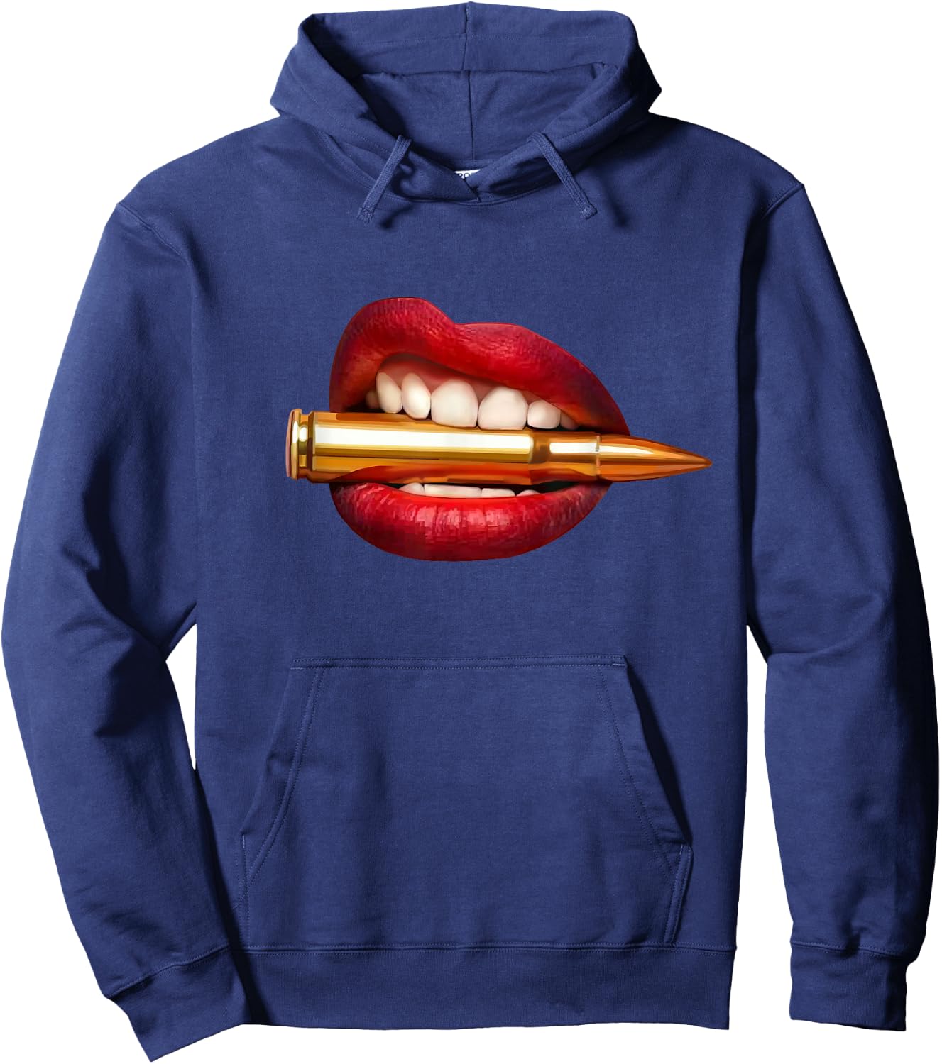 Bite the Bullet Lips | Sexy Gun Pop Art Gift Hoodie - Hoodie | Navy