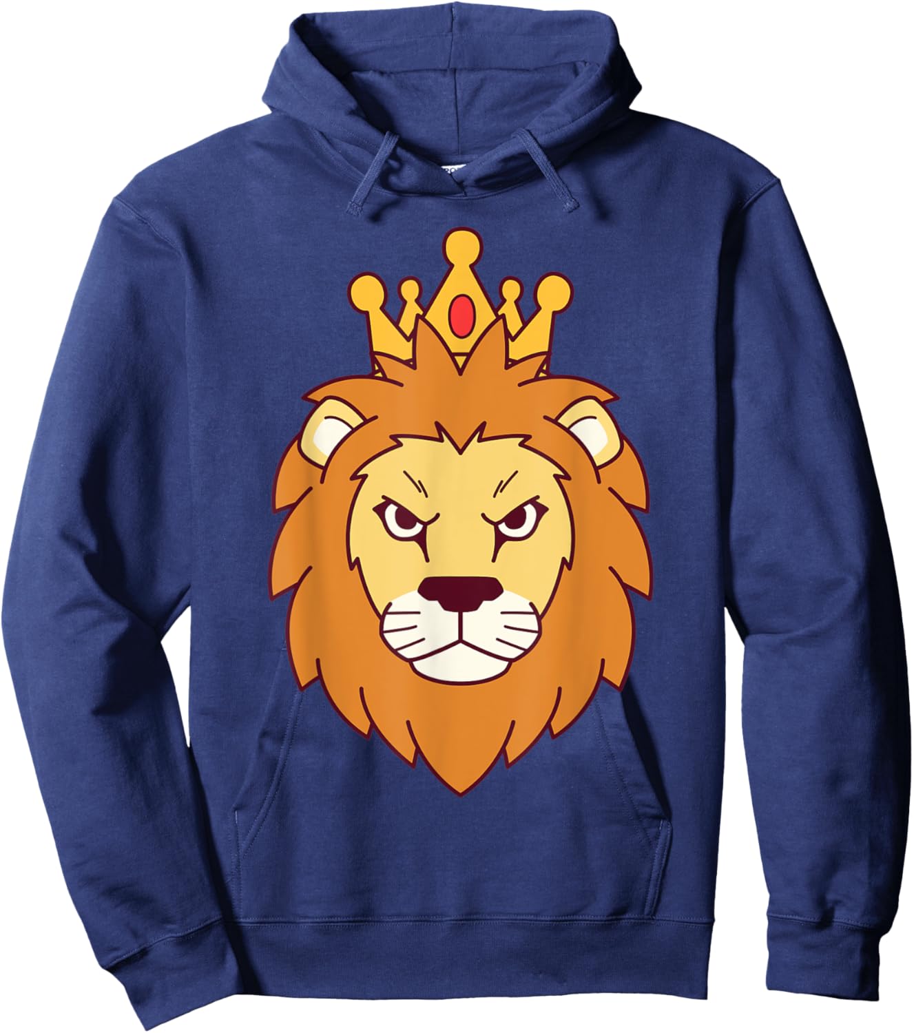 A Lion Head Graphic With Crown Lion King Hoodie - Hoodie | Navy