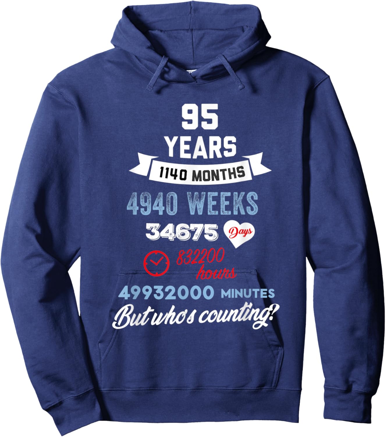 95 Years Old But Who Is Counting Funny Birthday Hoodie - Hoodie | Navy