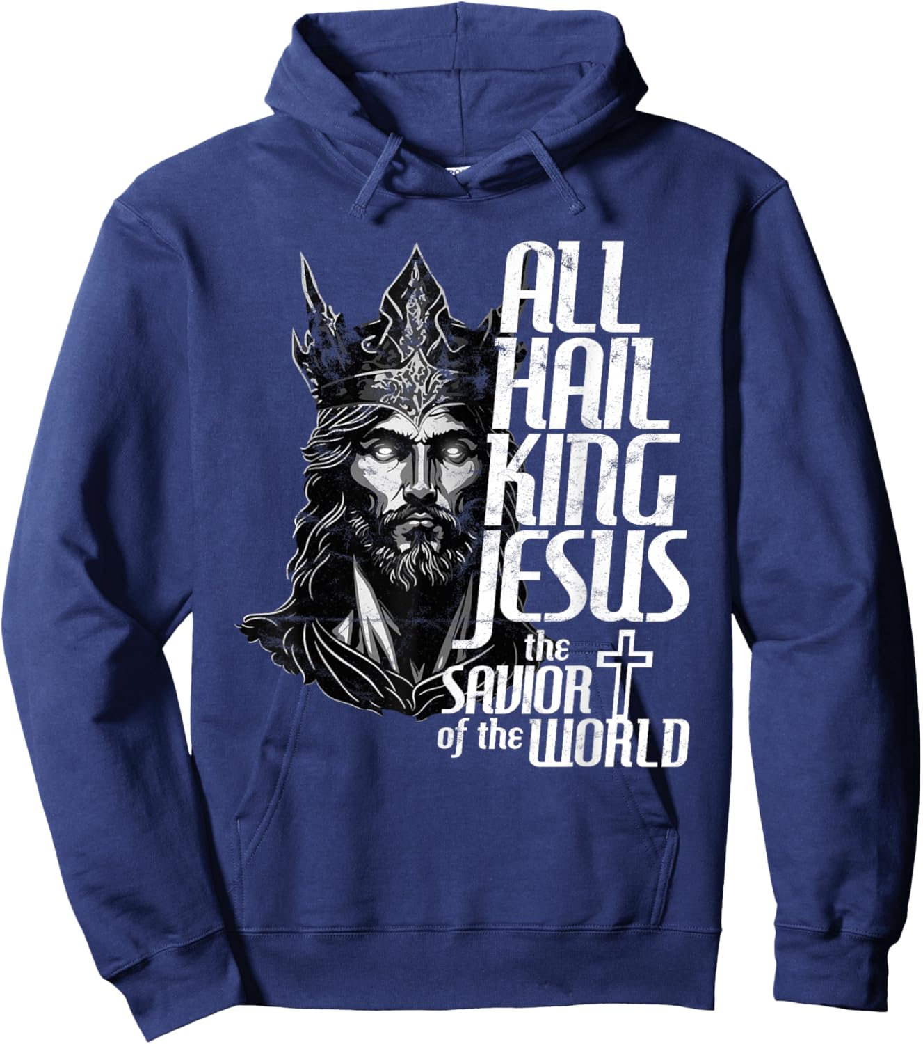 All Hail the Heavenly King Jesus Hoodie - Hoodie | Navy