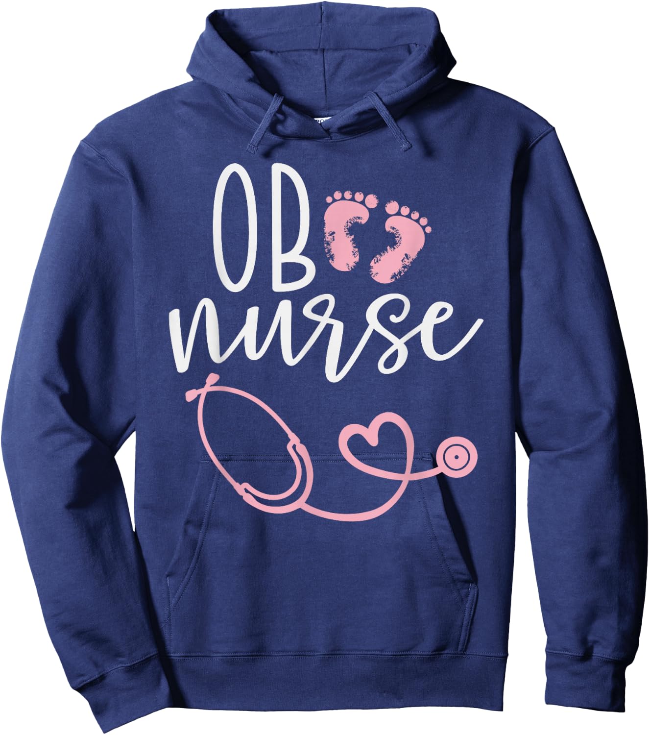 Cute OB Nurse Baby Feet Heart Design Hoodie - Hoodie | Navy