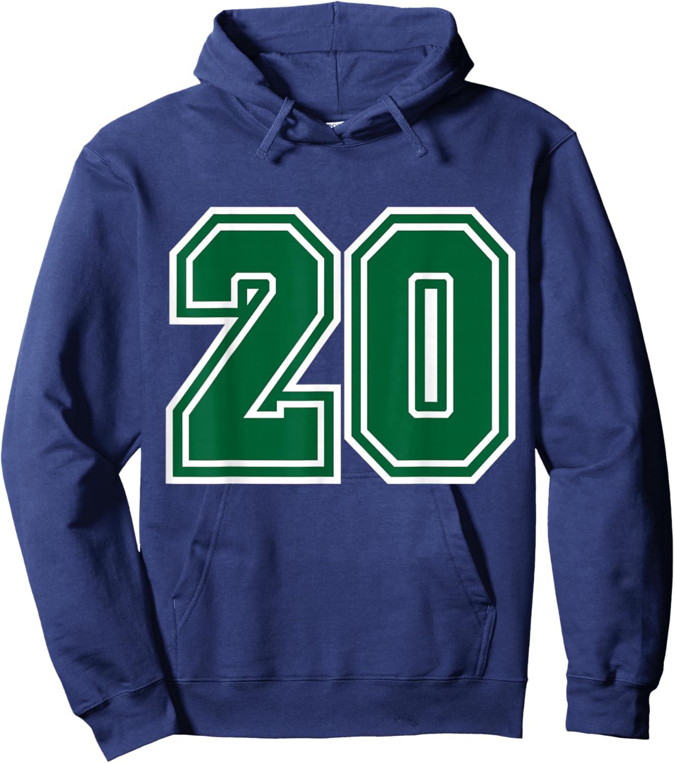 Number #20 Green Sports Team Varsity Number Hoodie - Hoodie | Navy