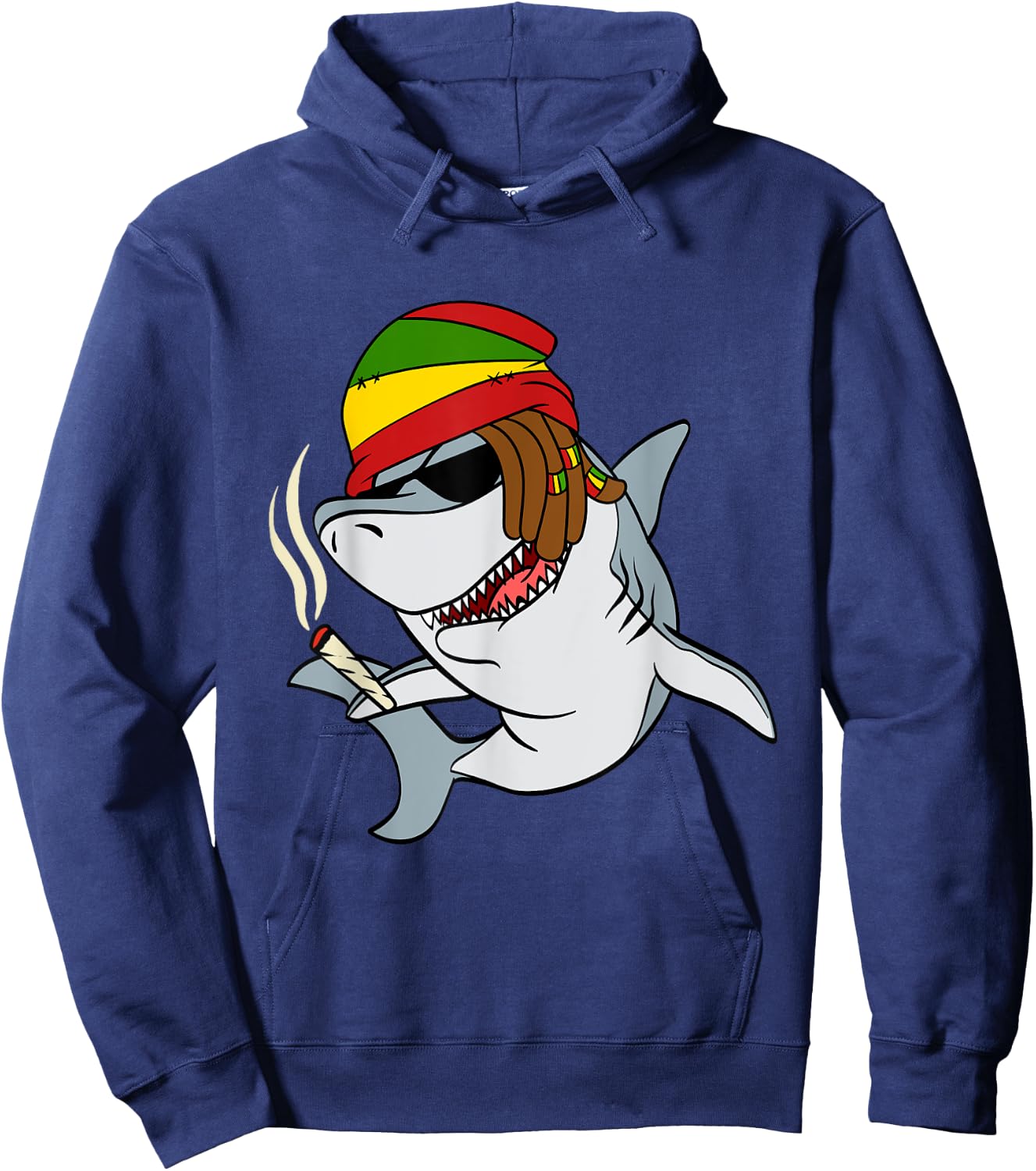 Funny Reggae Shark Design Gift Rastafari Shark Hoodie - Hoodie | Navy