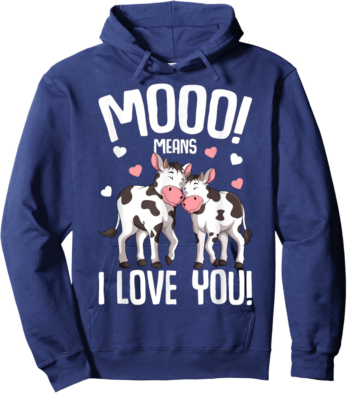 Cow Moo Women Kids Girls Hoodie - Hoodie | Navy