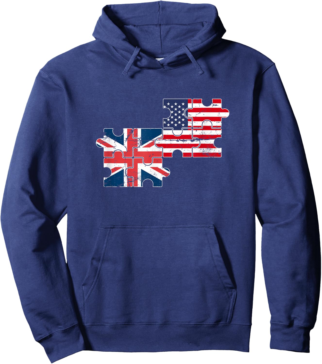 USA UK Vintage Flag British American Hoodie - Hoodie | Navy