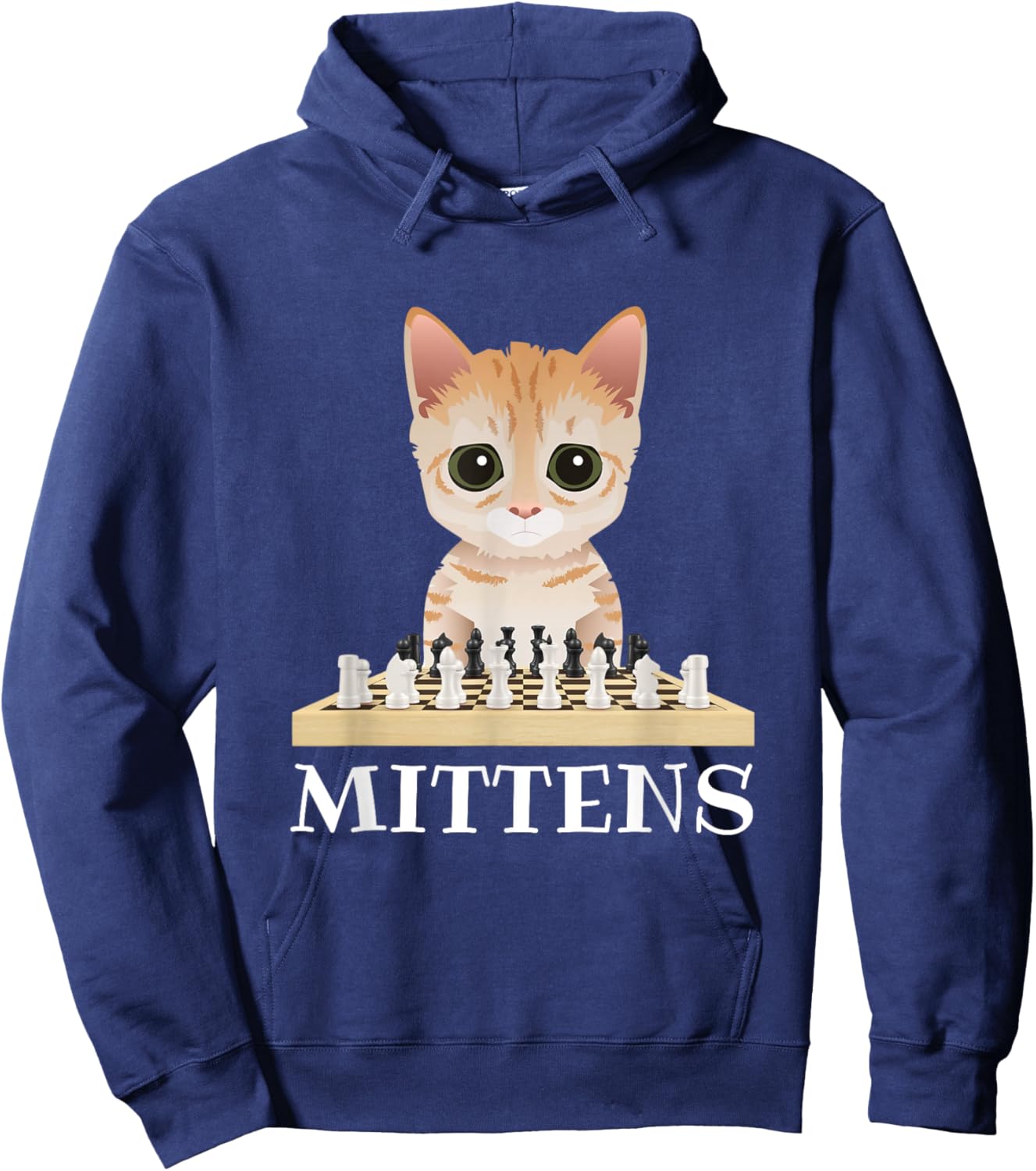 Mittens Cat Playing Chess Game Women Hoodie - Hoodie | Navy