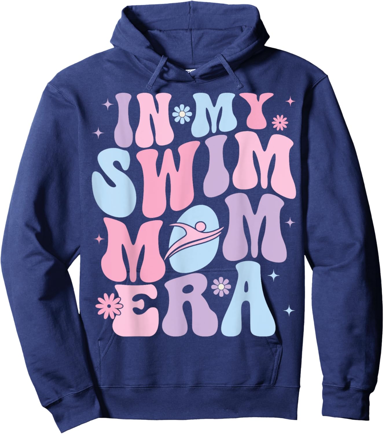 In My Swim Mom Era Groovy Swimming Swimmer Mom Hoodie - Hoodie | Navy