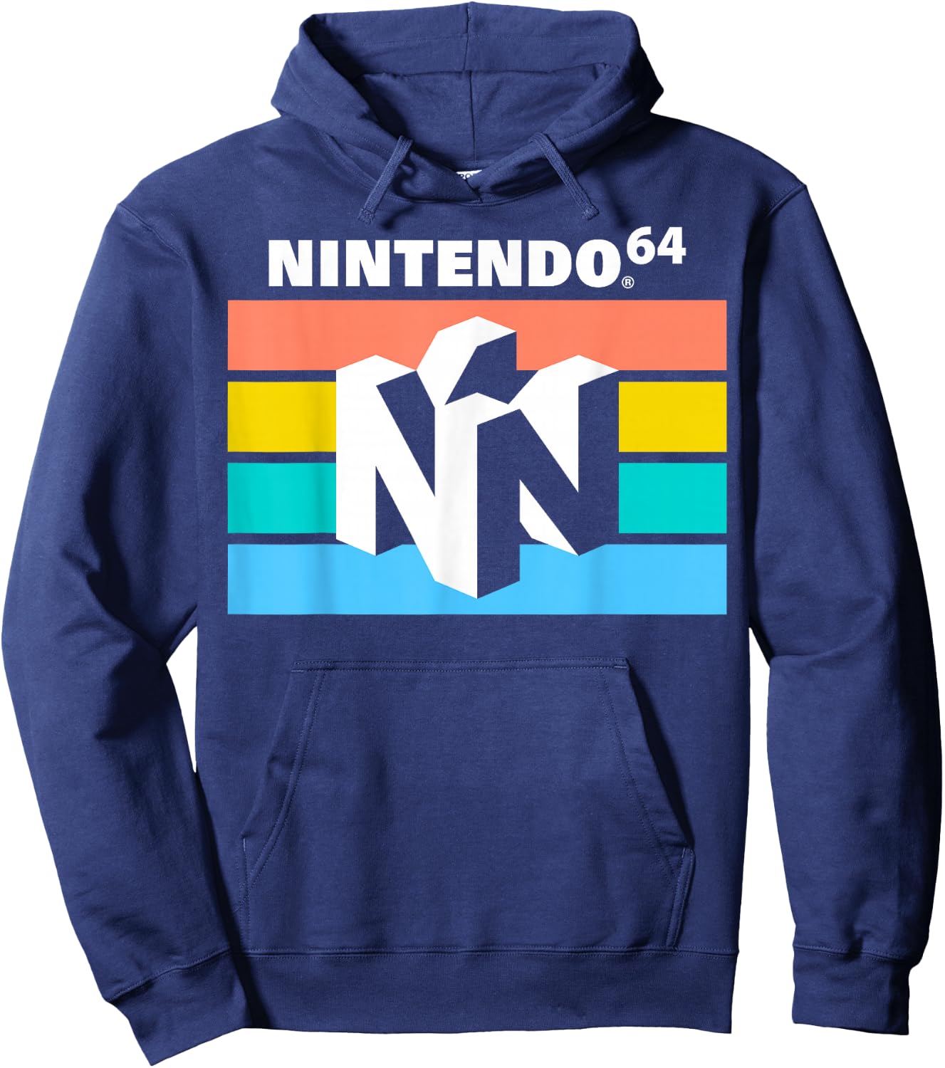 Nintendo Classic 64 Striped Logo Hoodie - Hoodie | Navy