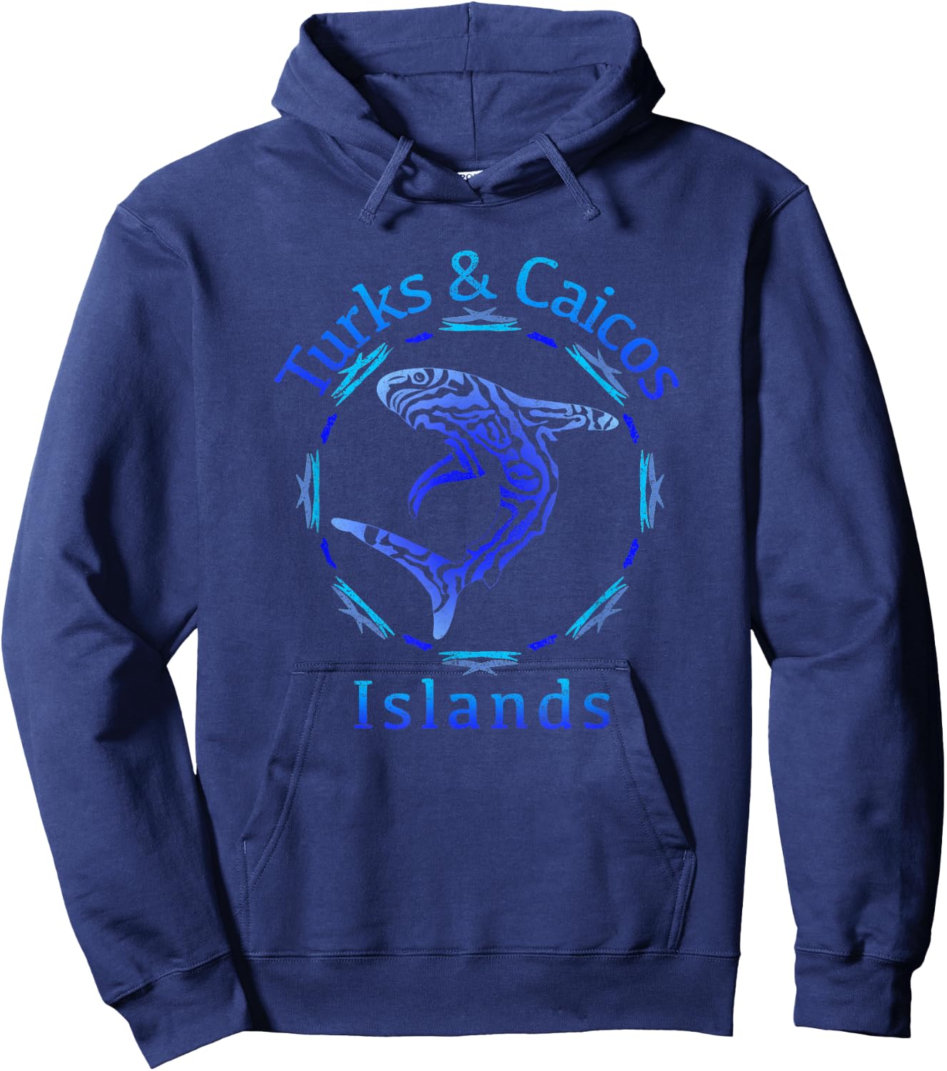 Turks & Caicos Islands / Vintage Shark Gift Hoodie - Hoodie | Navy