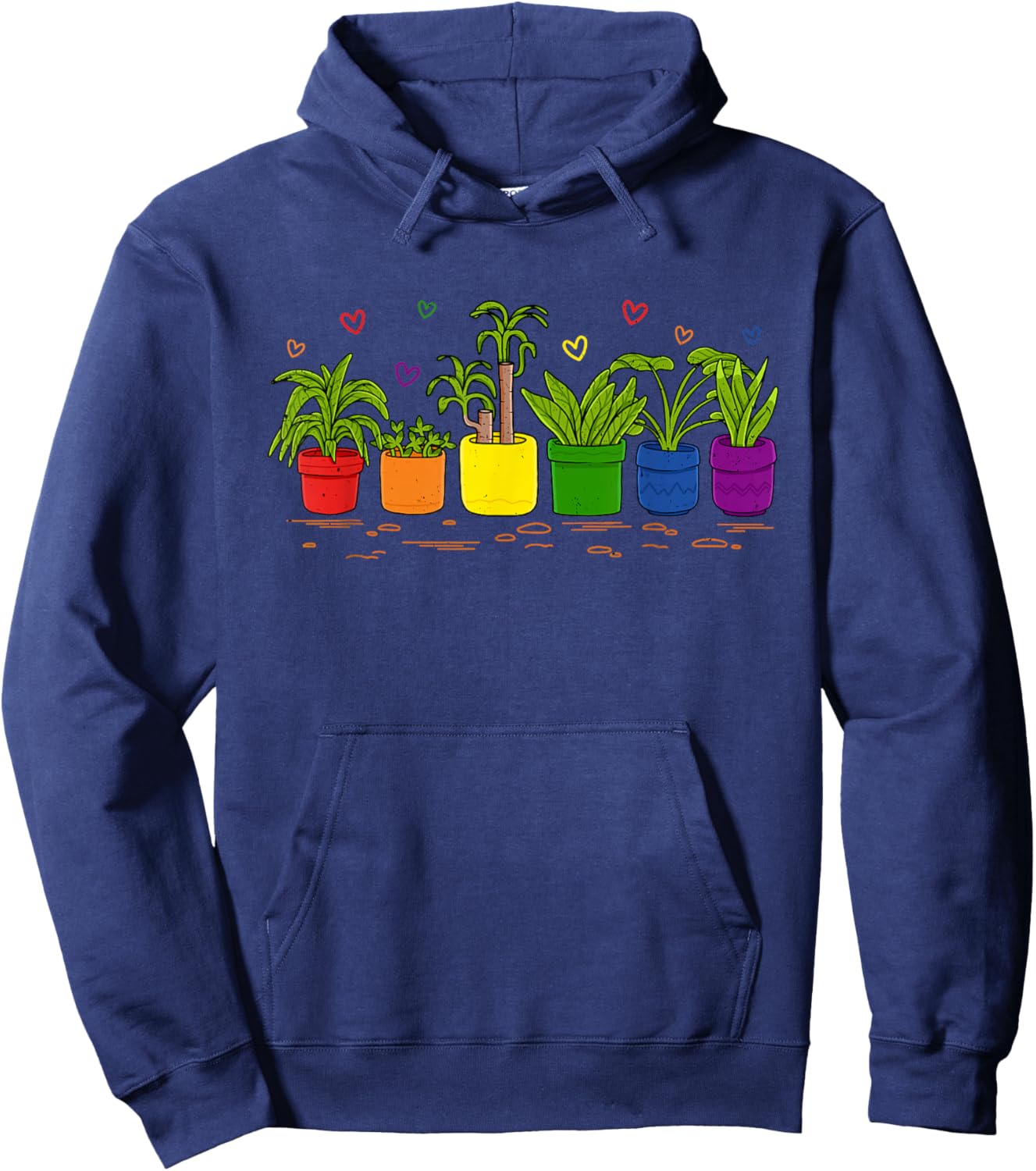 Colorful Plant Pots for Gay Gardeners & Allies Hoodie - Hoodie | Navy
