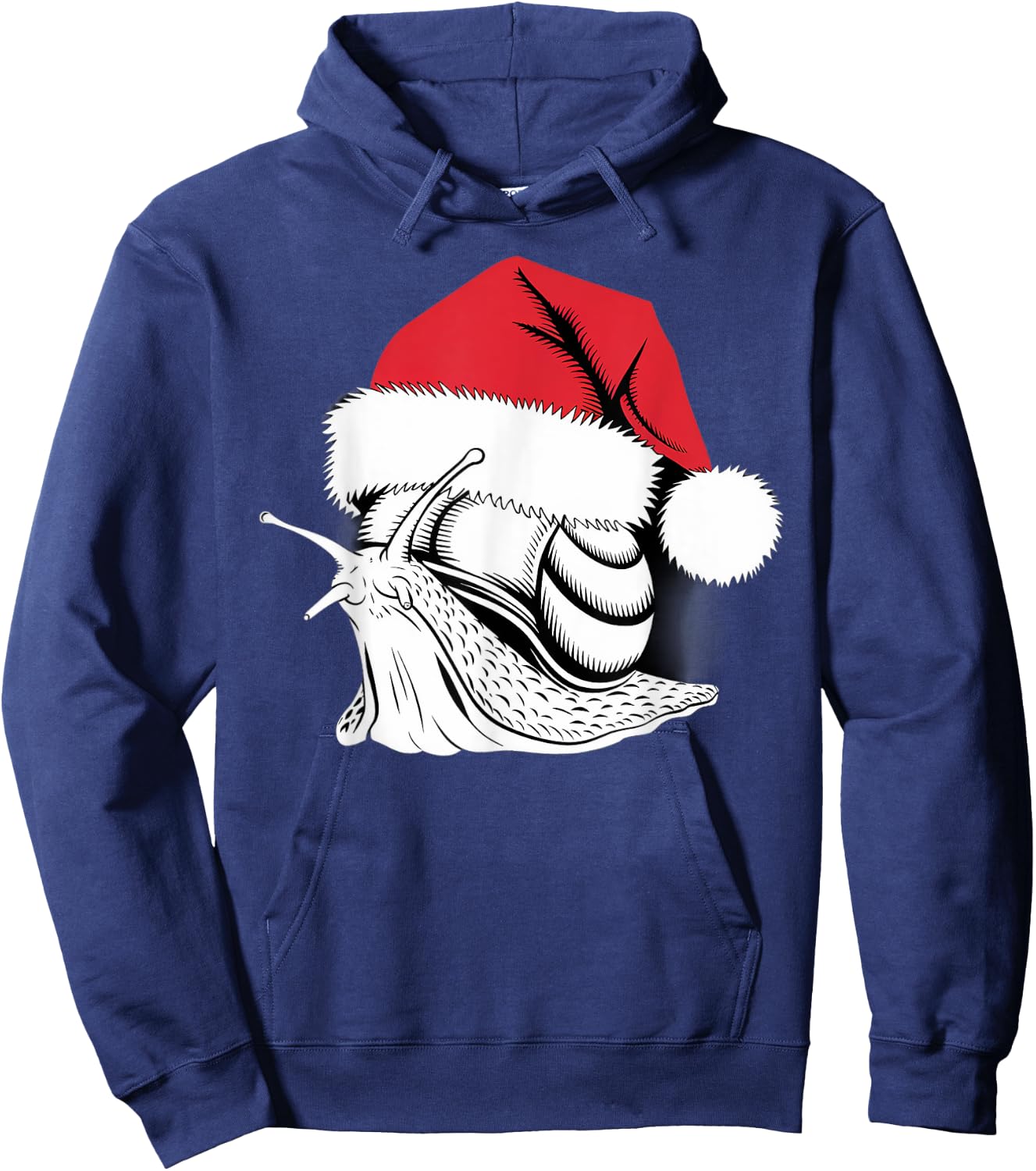 Joyful Snail Santa on Snail Christmas Hoodie - Hoodie | Navy