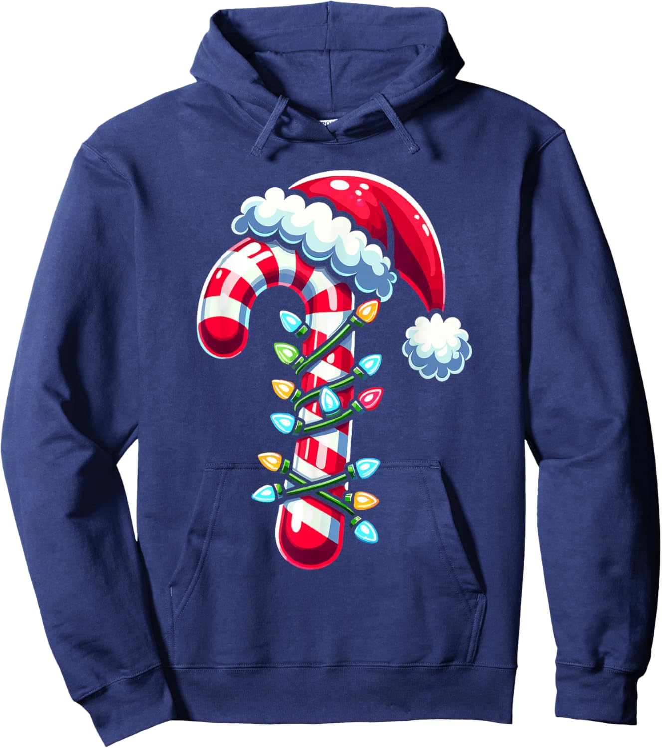 Candy Cane Boys Kids Christmas Santa Women Men Hoodie - Hoodie | Navy