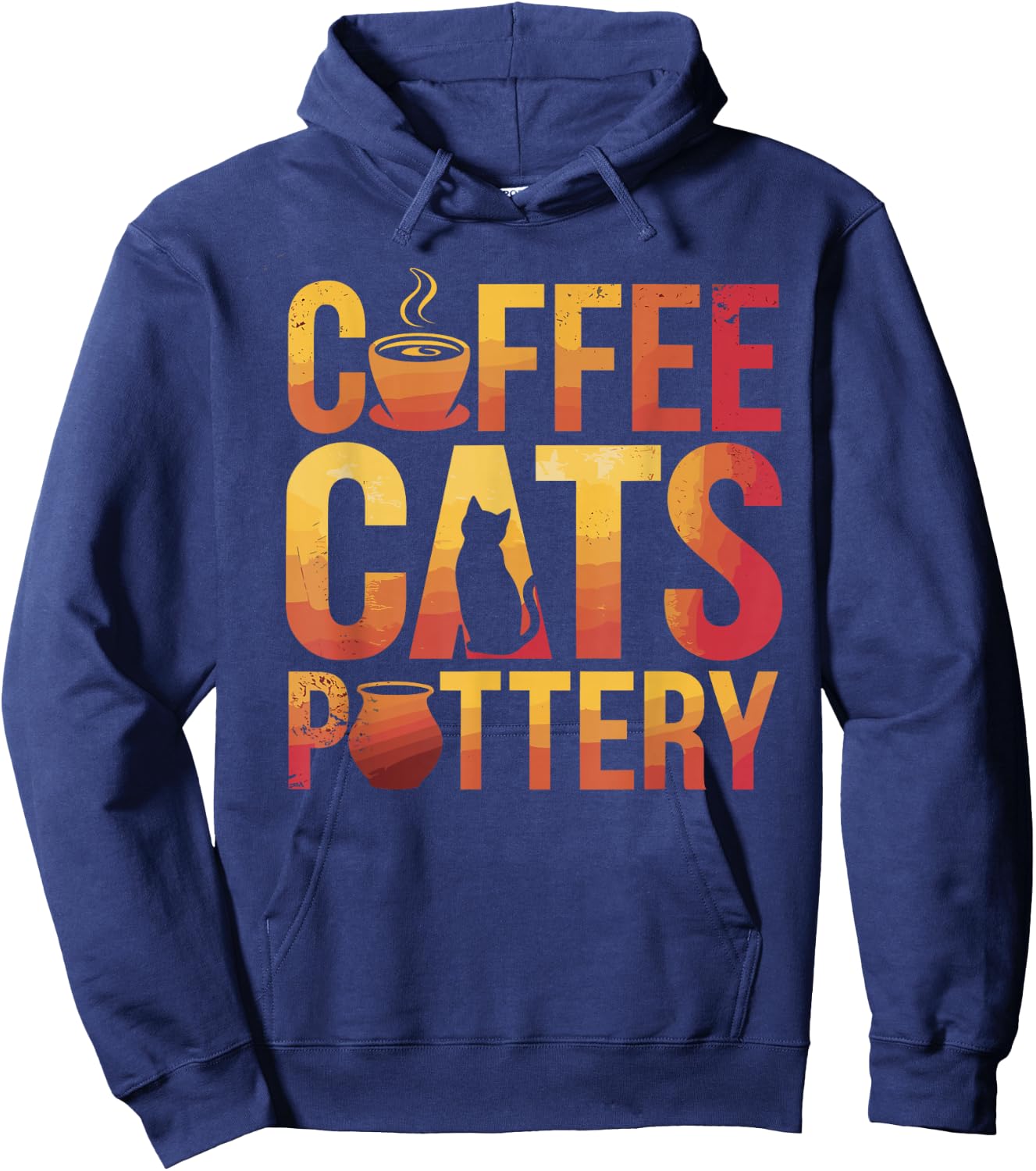 Coffee Cats Pottery Funny Pottery Hoodie - Hoodie | Navy