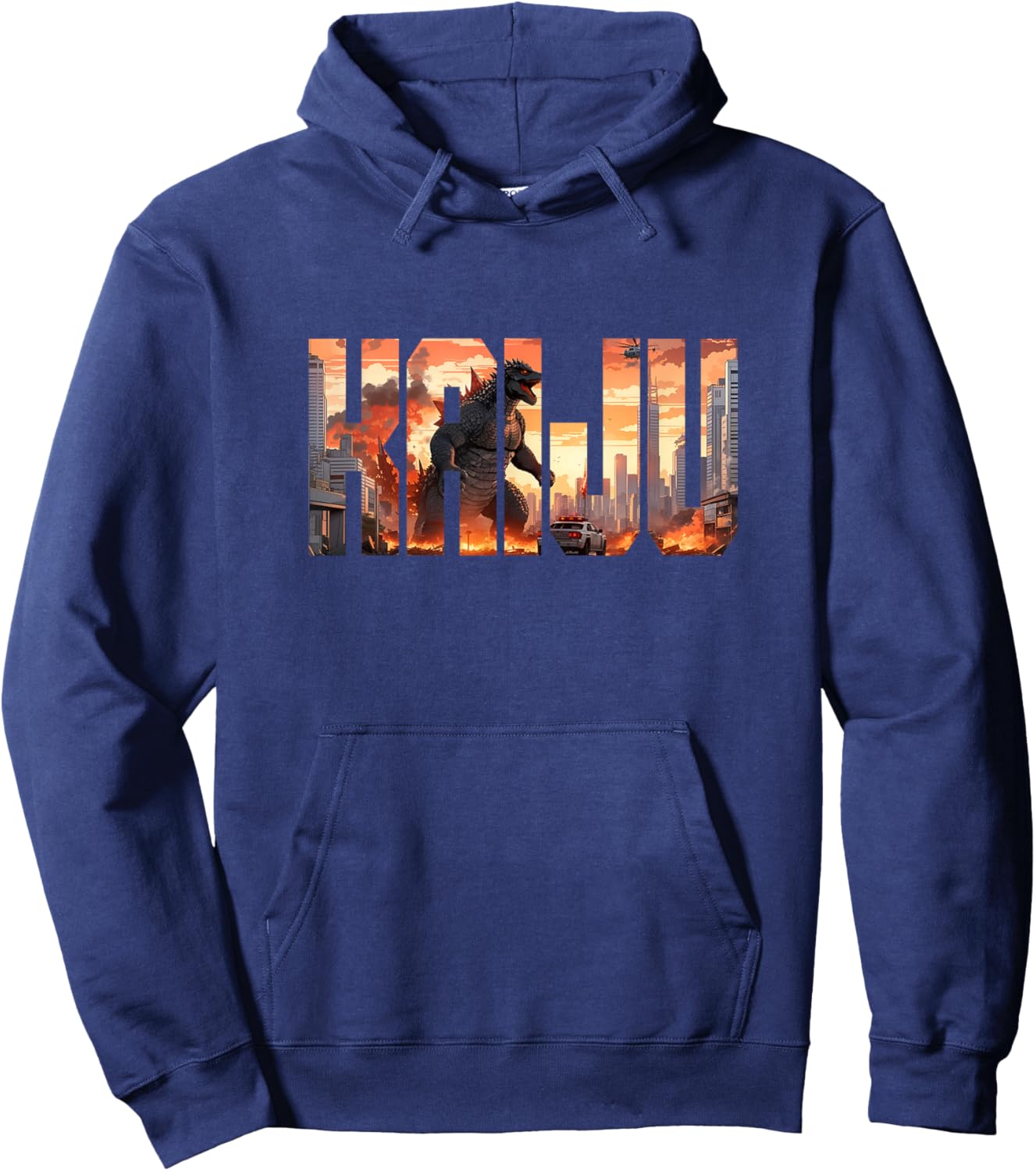 Japanese Kaiju Monster Attacking Tokyo Japan Hoodie - Hoodie | Navy