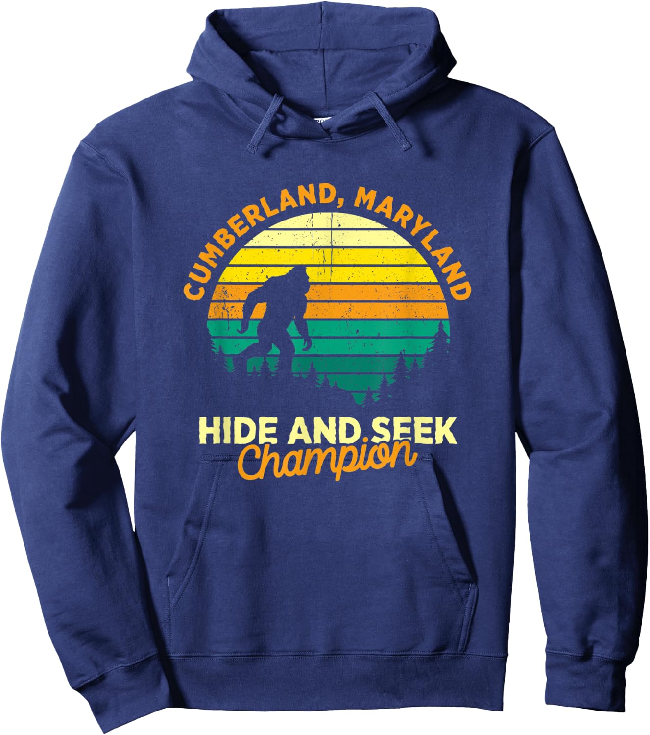 Retro Cumberland, Maryland Big foot Souvenir Hoodie - Hoodie | Navy