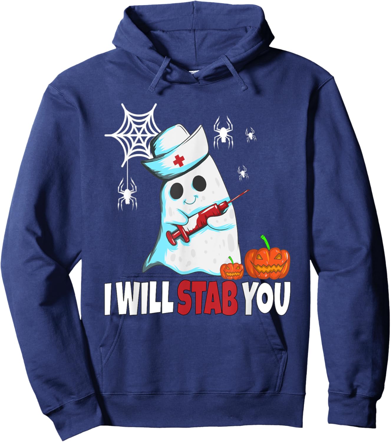Halloween Nurse Ghost Disguise I Will Stab You Hoodie - Hoodie | Navy