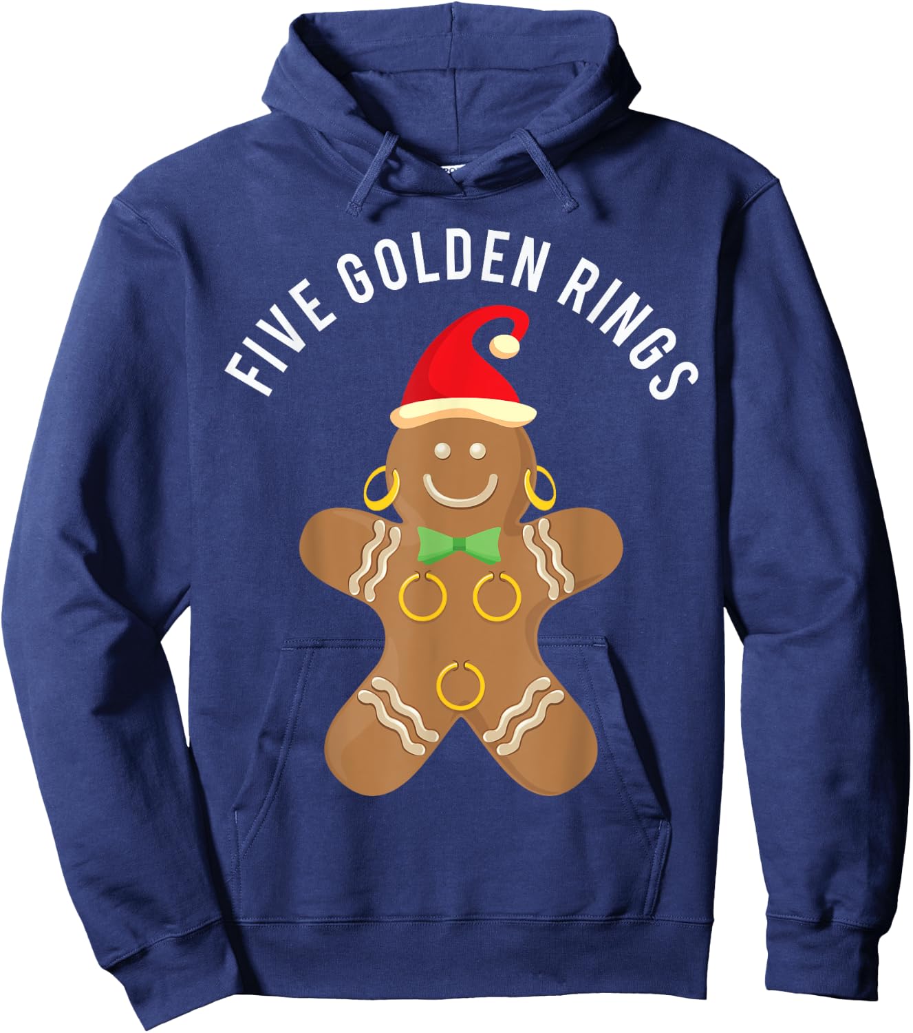 GingerBread Man Five Golden Rings Song 12 Days Hoodie - Hoodie | Navy